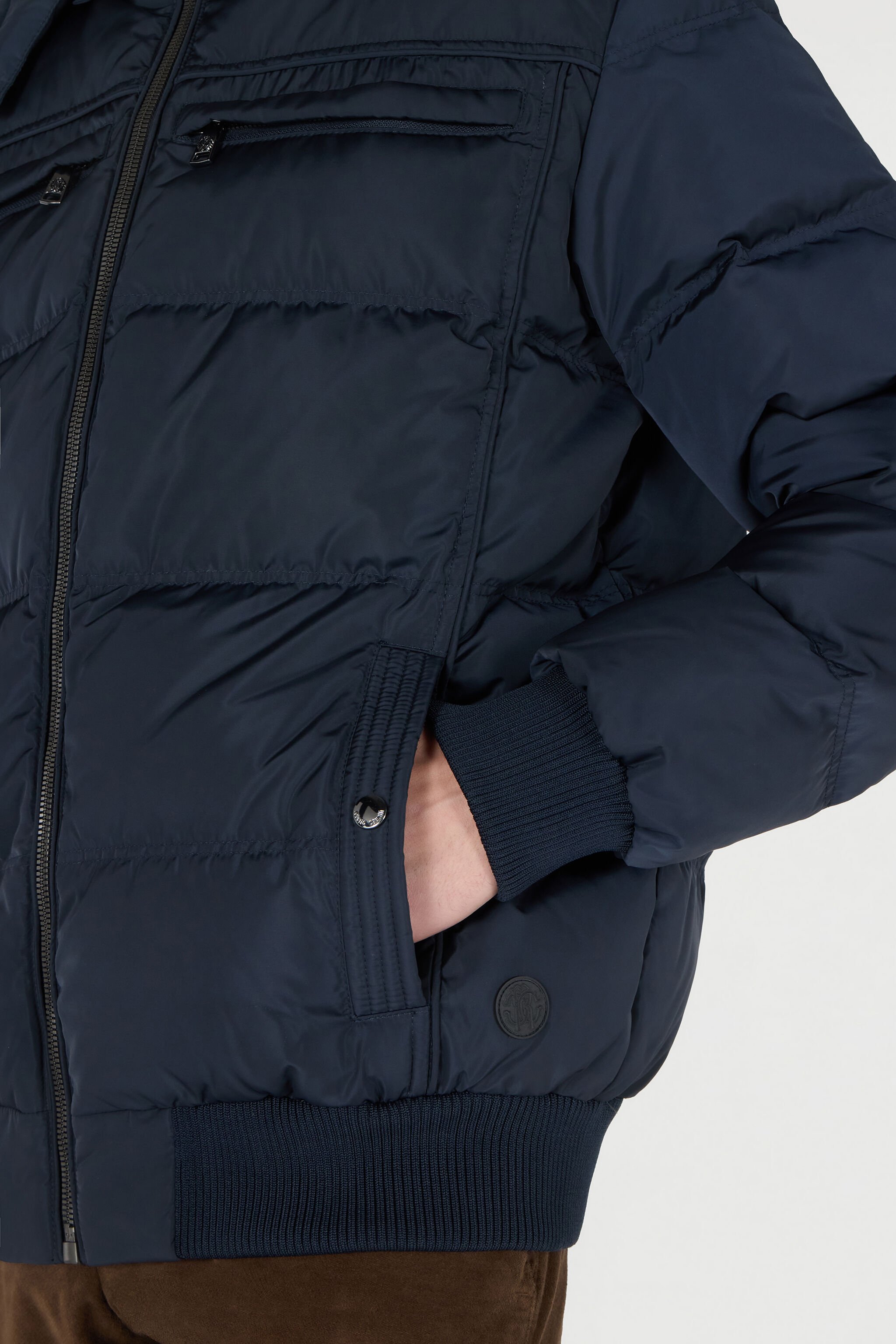 RC Gesteppte Daunenjacke Mit Kapuze Dunkelblau OOT40B-SBO01