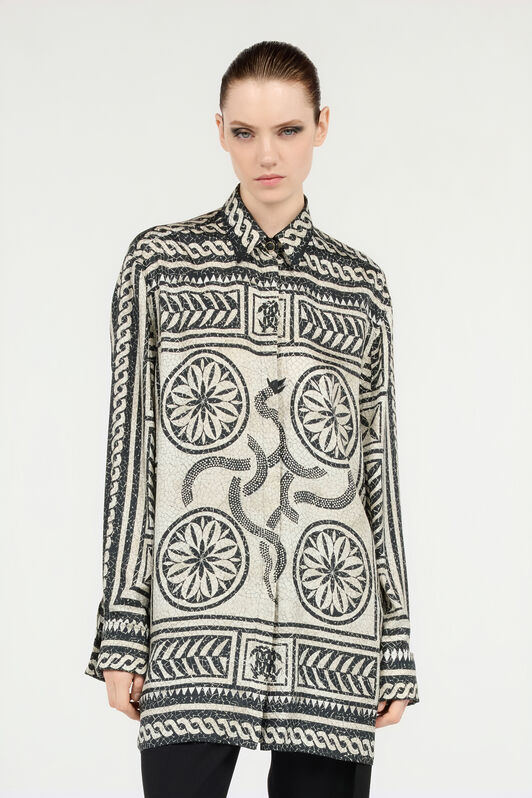 RC Silk Shirt with Mosaic Print Black/White VWT160-4QQ73