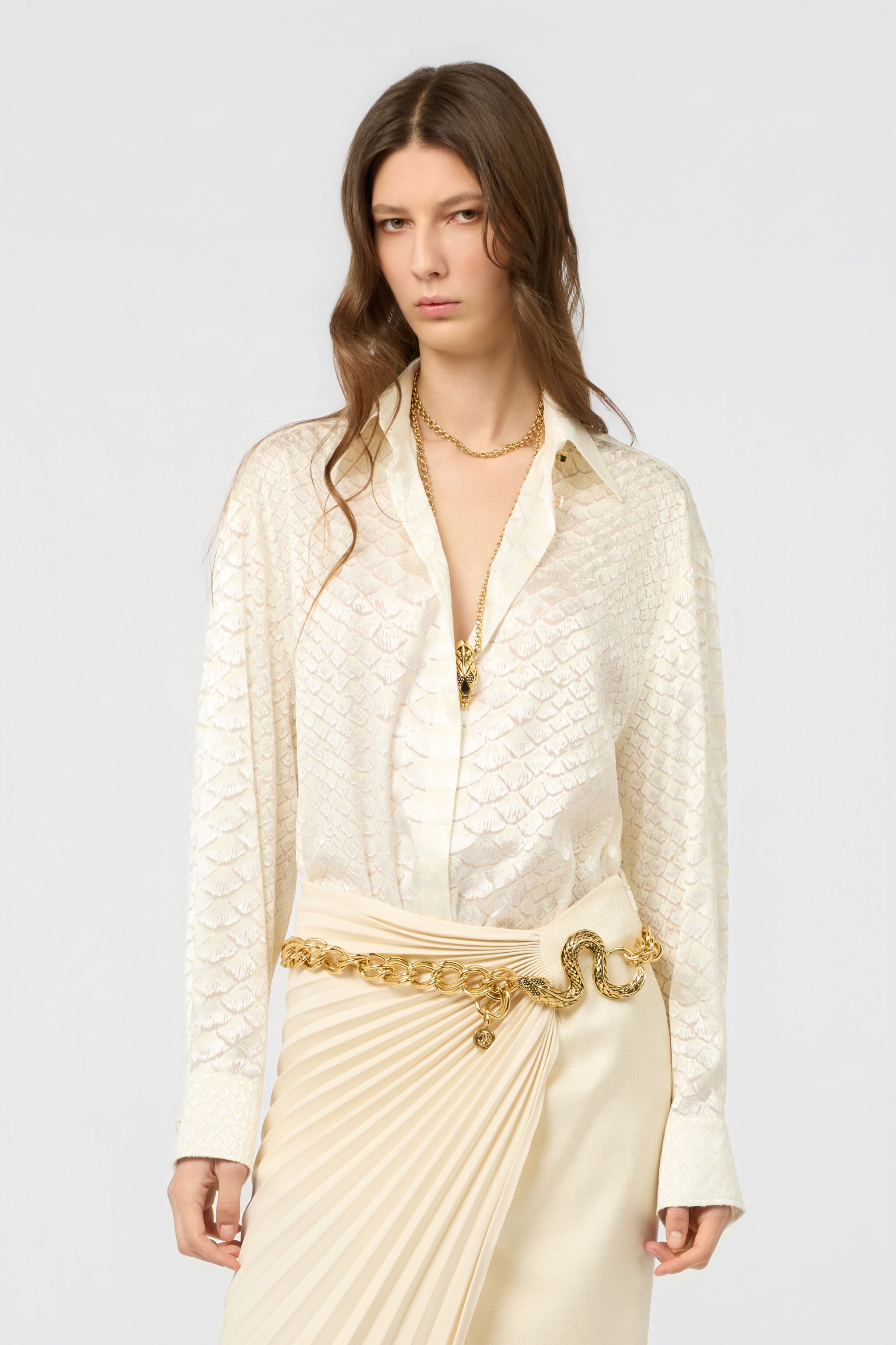 RC Serpentine Print Shirt WHITE WWT700-HES36