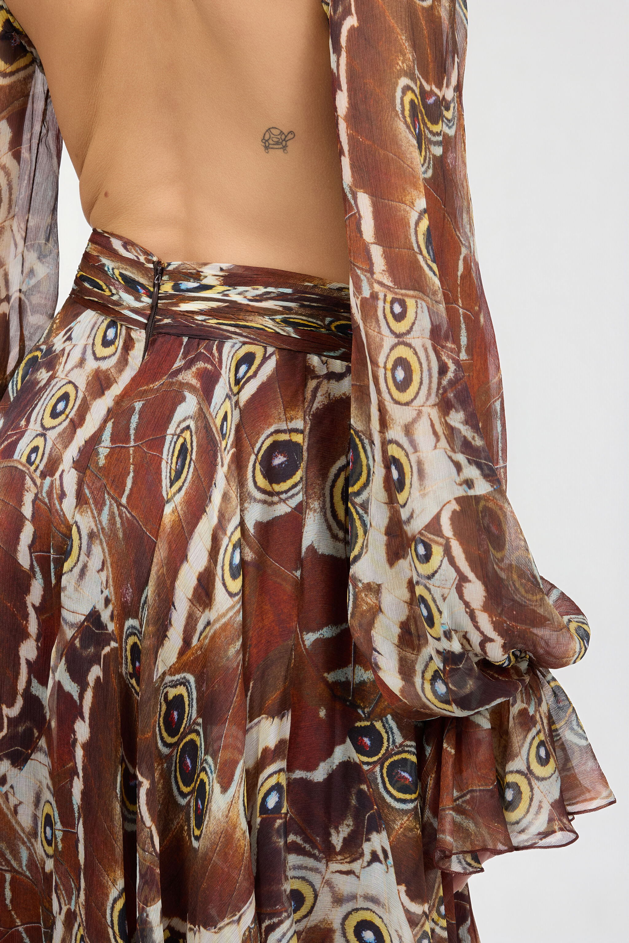 RC Night Butterfly Print Maxi Dress BROWN XQT125-CKT27