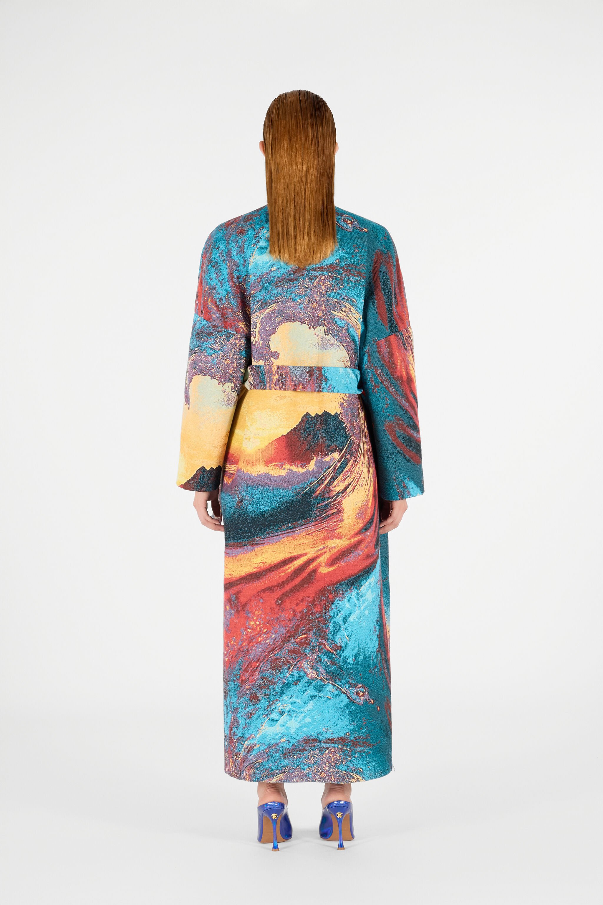 RC Itaca Print Coat with belt Blue/Orange UWT504-DJ091