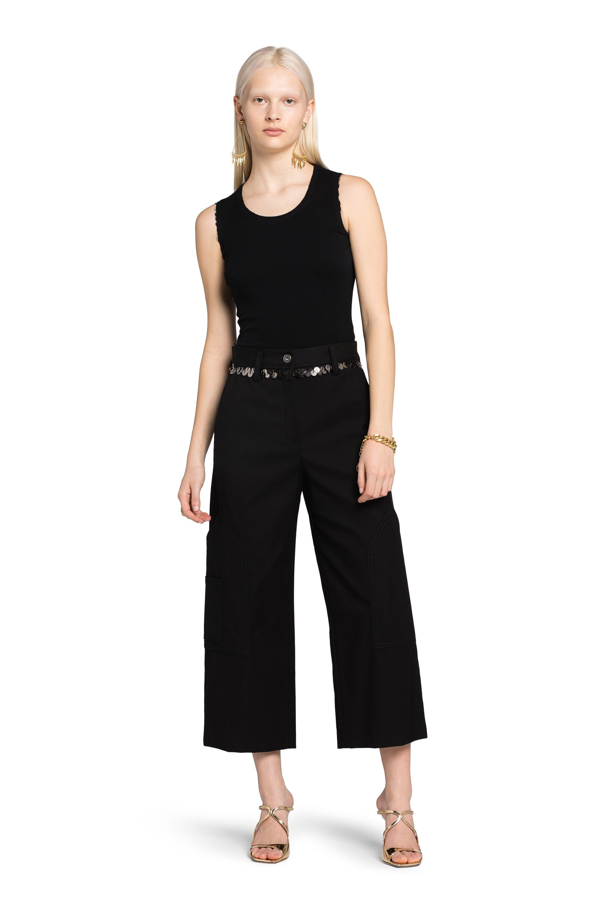 RC Sequin-Embellished Wide-Leg Trousers BLACK IWR227-CE036