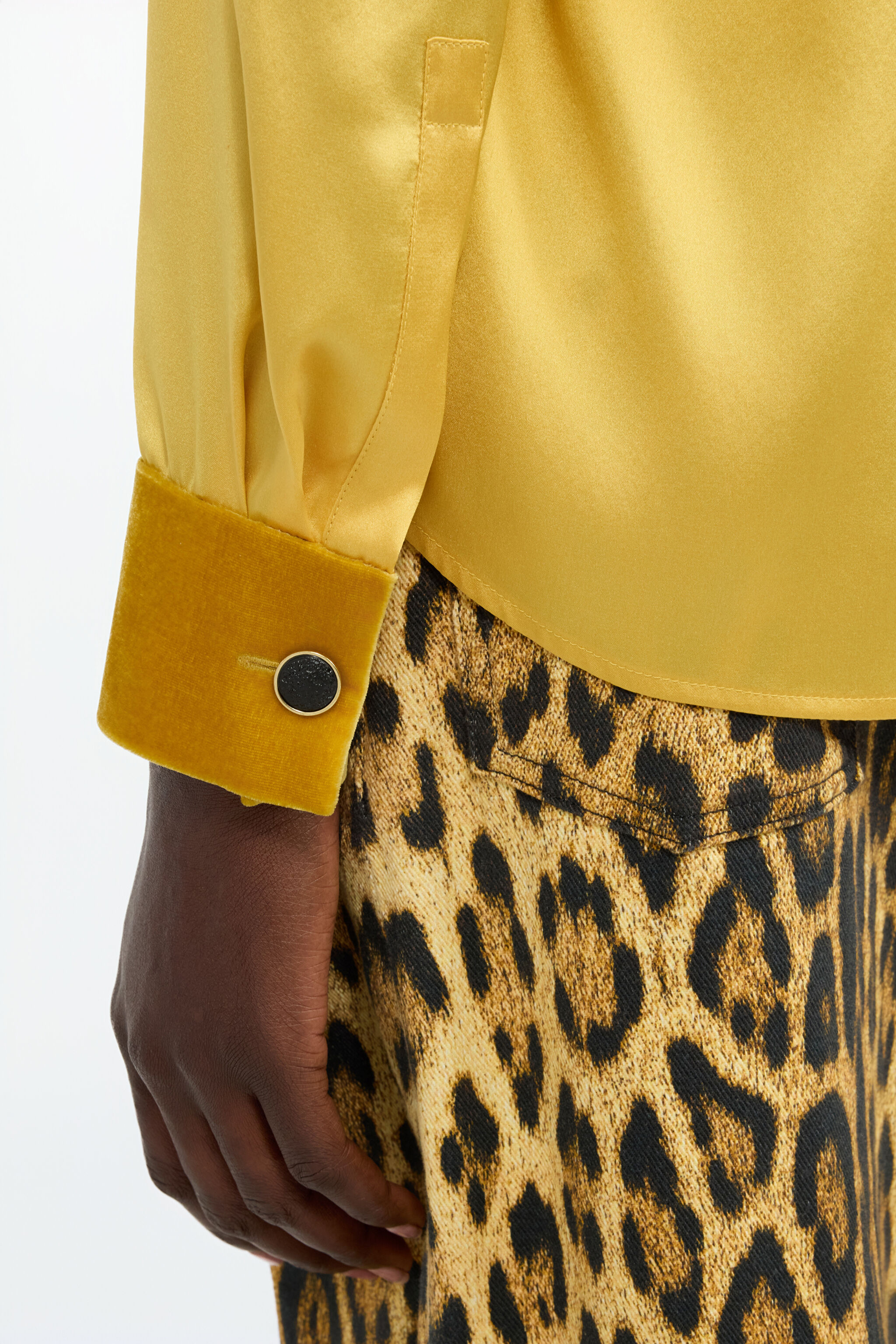 RC Ochre Silk Shirt With Velvet Inserts OCRA VWT700-SE041