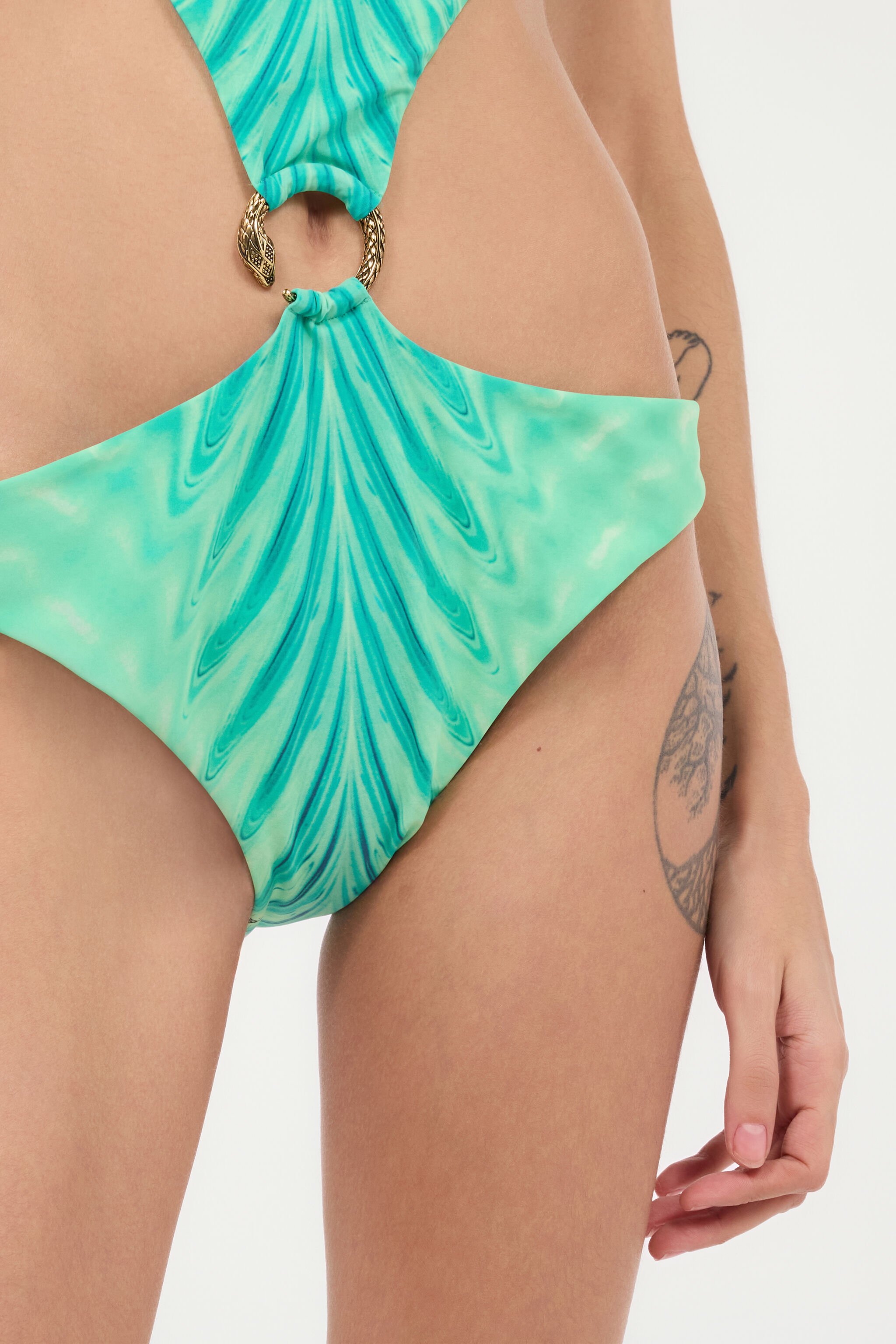 RC Trikini With Optical Glass Print And Snake Ring Light green UKW007-HVN74