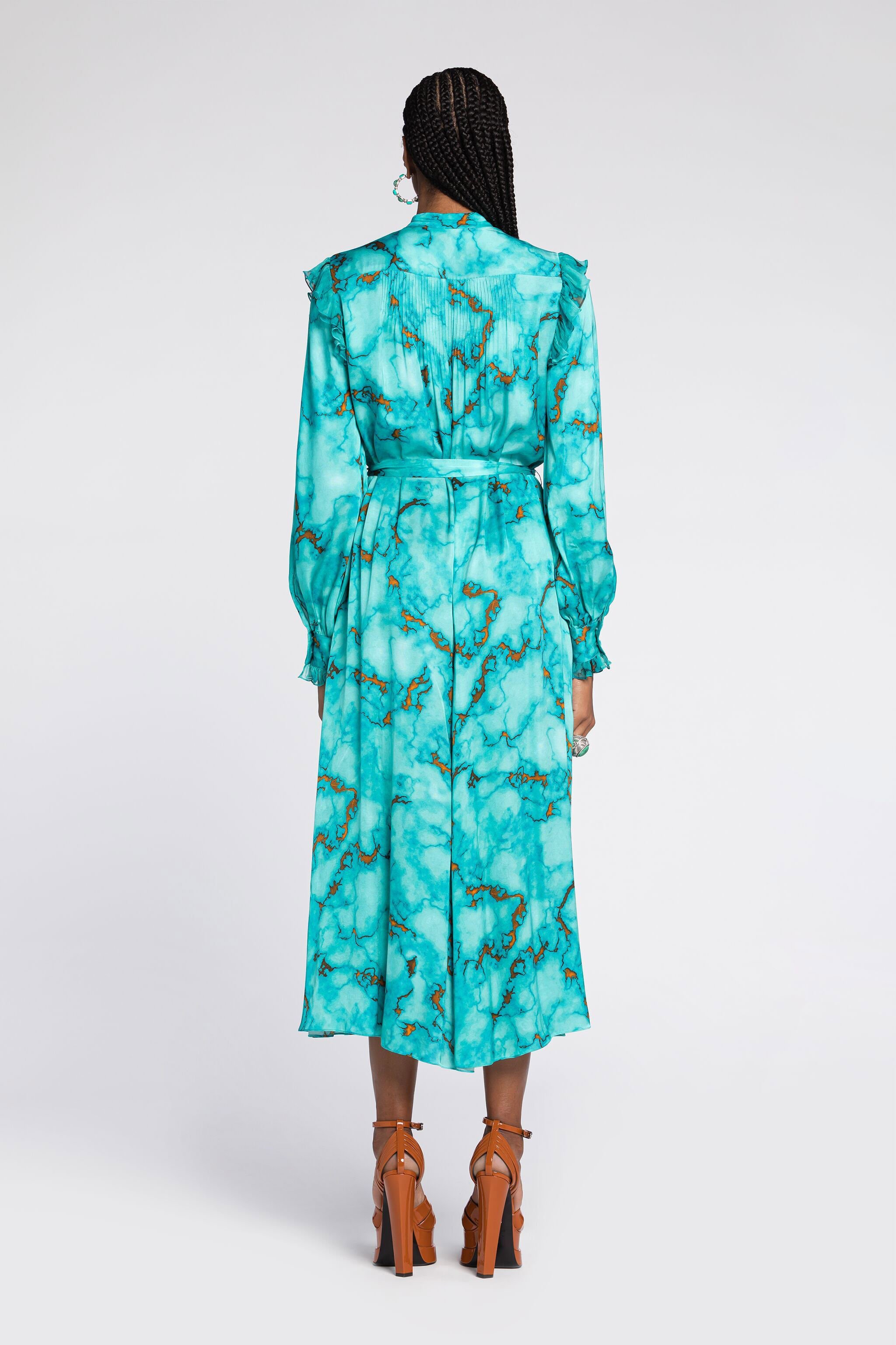 RC Marble-Print Shirt Dress Light blue RKT106-SZH62