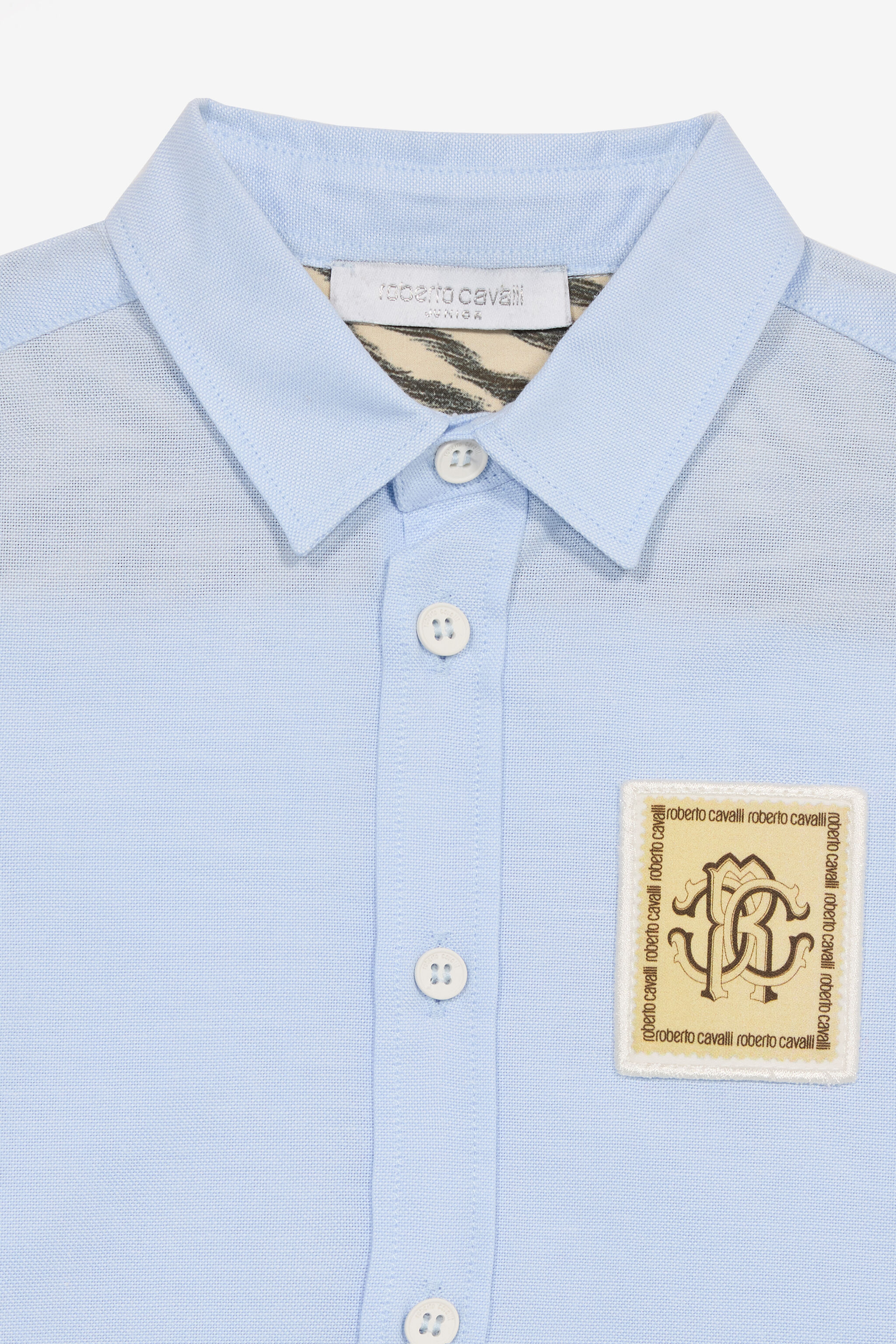 JU Camisa Con Parche Monograma RC E Inscripción Azul claro UJT700-FN053