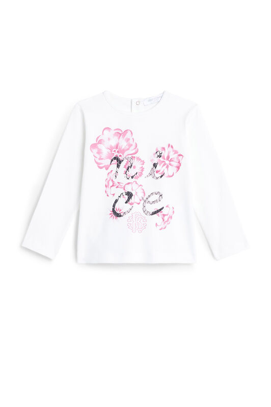 JU Floral print logo top JU Floral print logo top MILKY WHITE JJT639-JV025