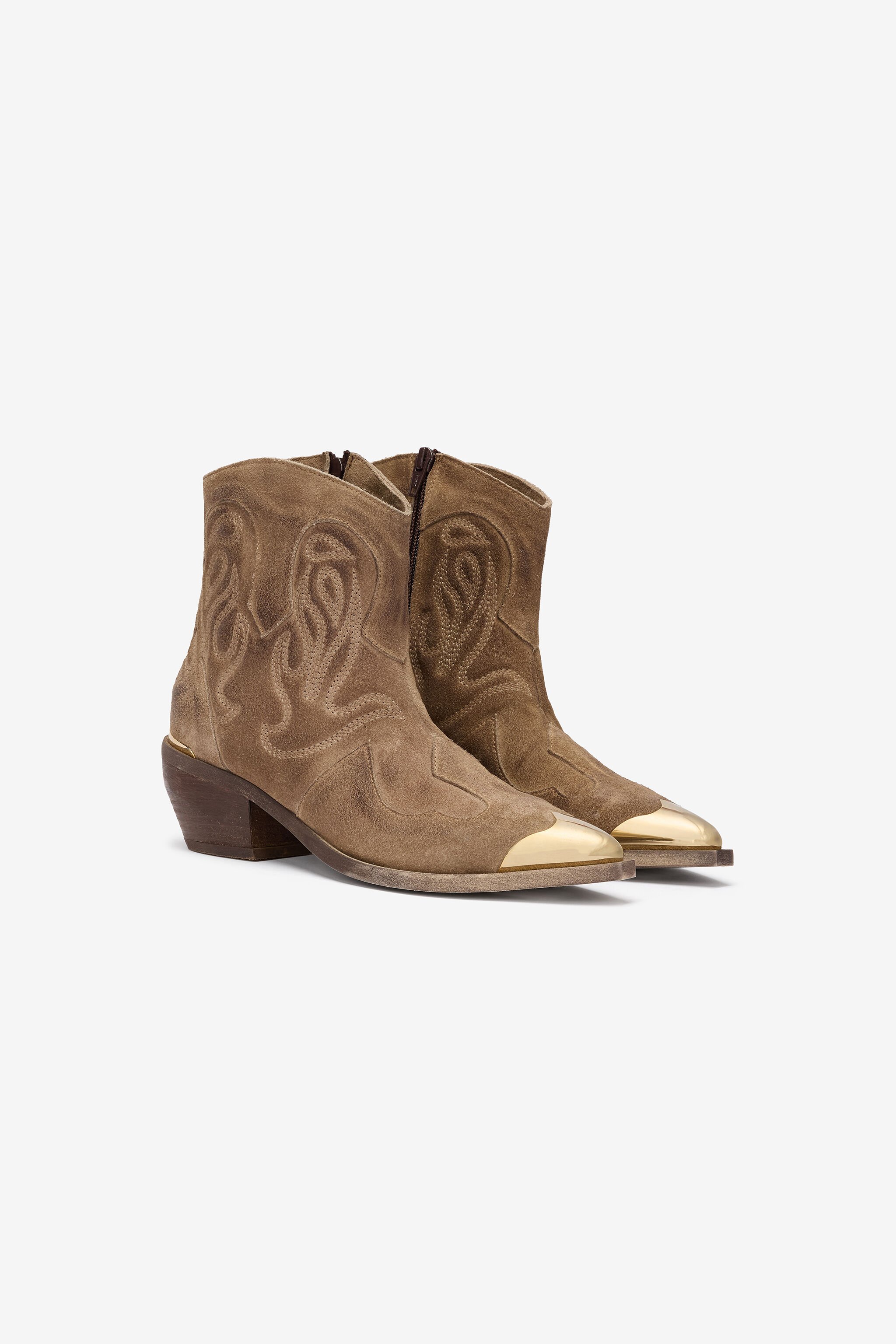 JC Stivali Texani Marroni In Pelle TAUPE VFS114-VF642