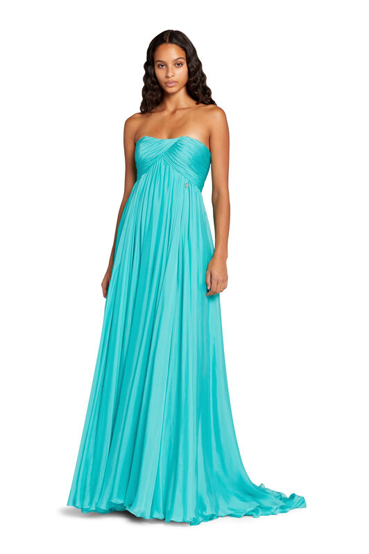 RC Strapless Silk Maxi Dress Light blue KCT102-CC031