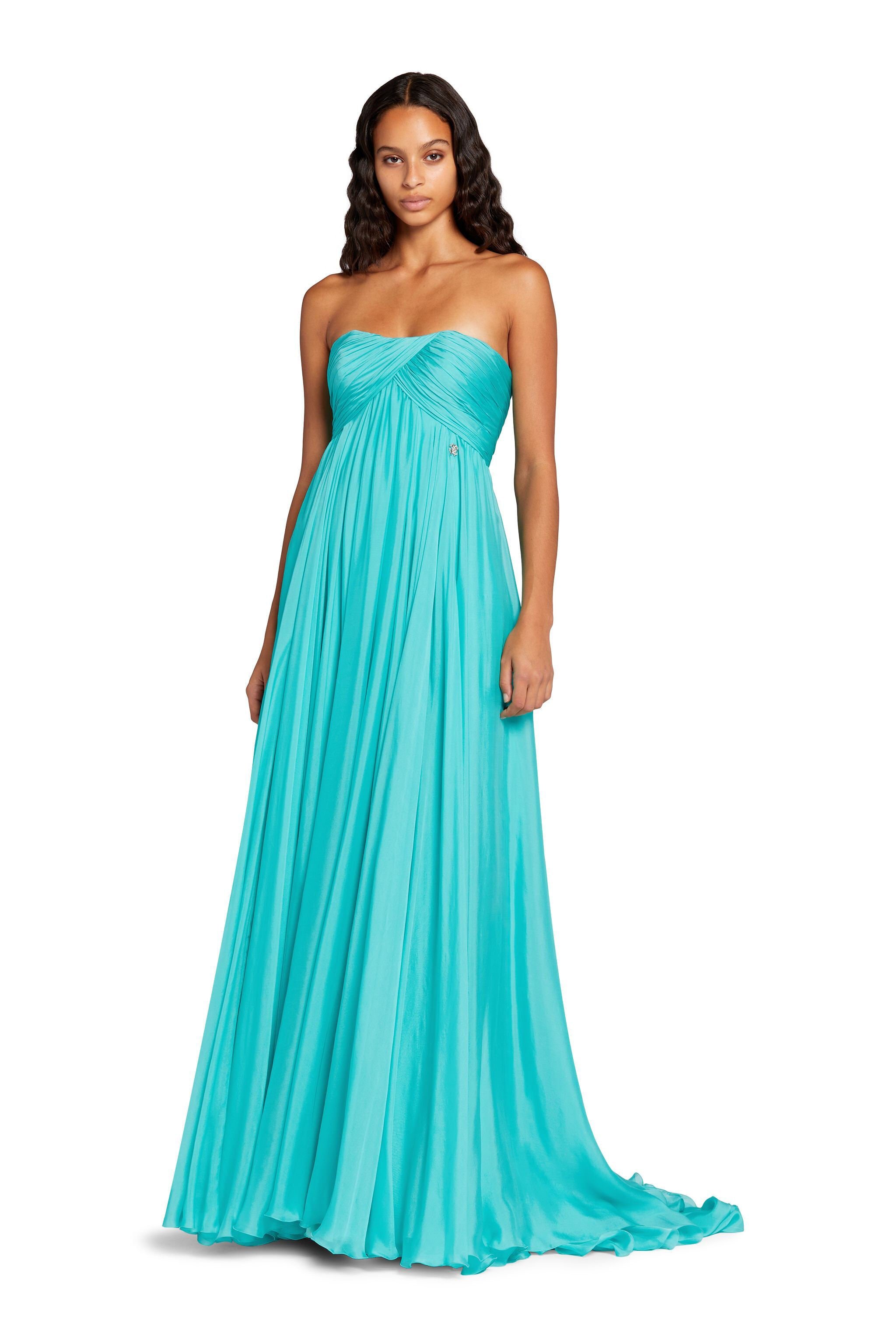 RC Strapless Silk Maxi Dress Light blue KCT102-CC031