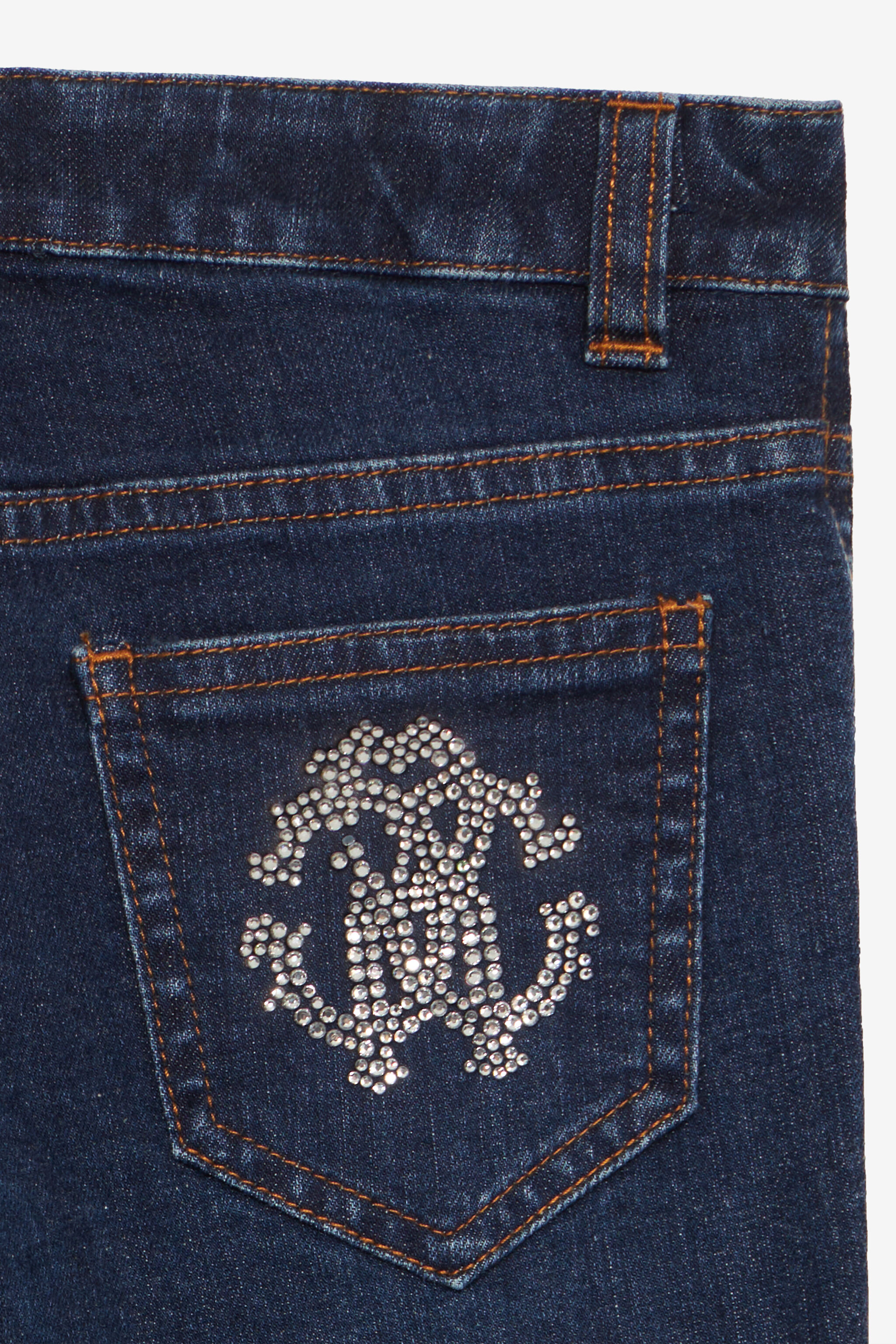 JU Jeans Mit Monogramm RC Aus Strass Dunkelblau UJJ23B-DS015