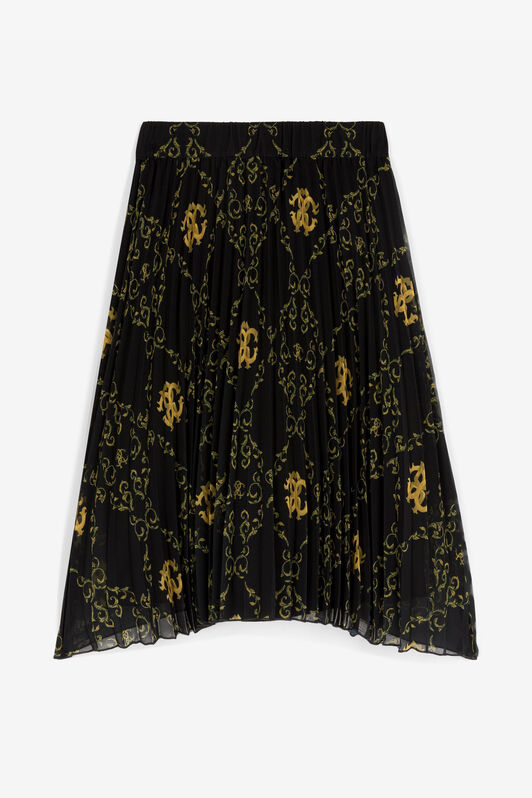 JU Filigree-Print Pleated Skirt Black RJT307-7GG84