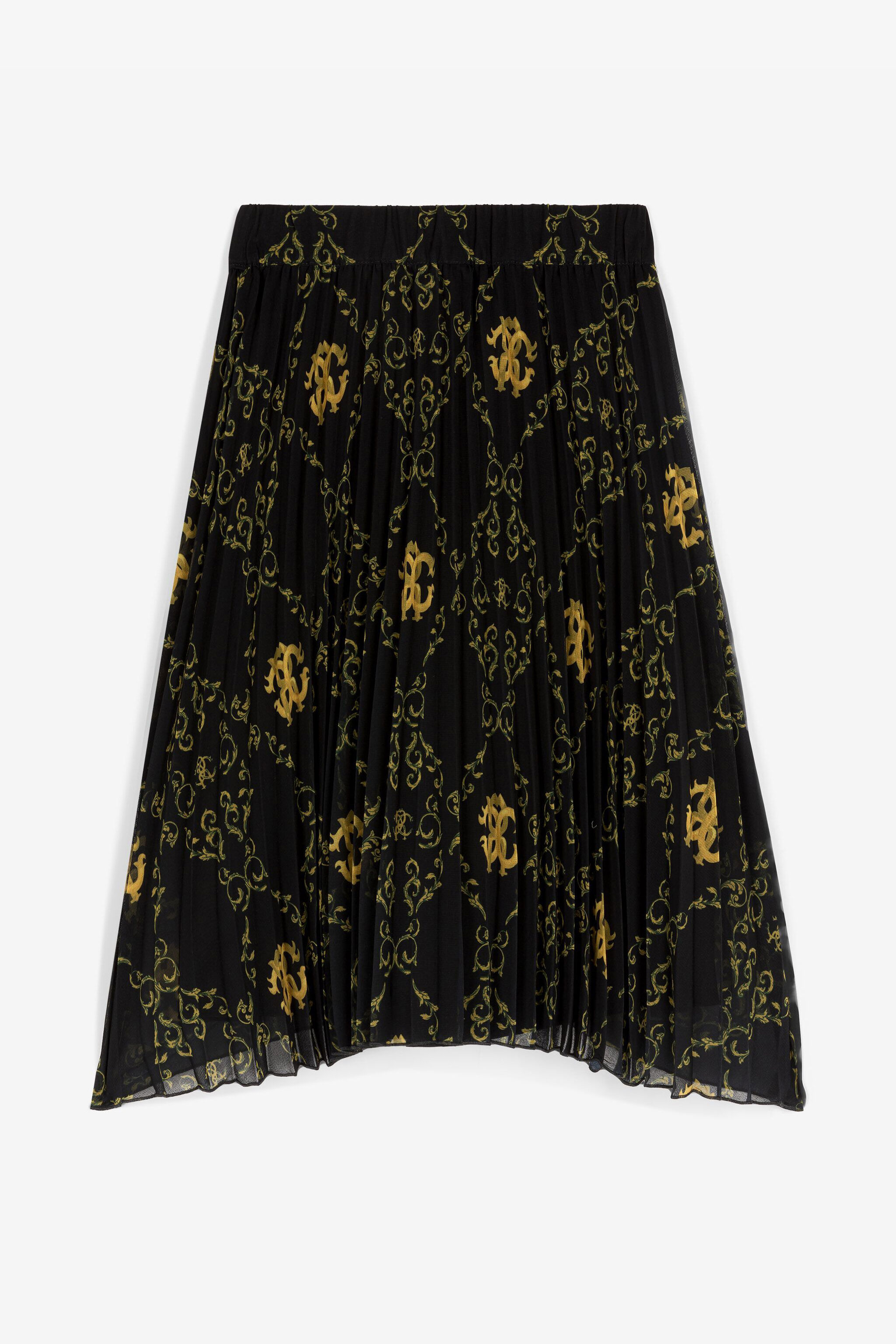 JU Filigree-Print Pleated Skirt Black RJT307-7GG84
