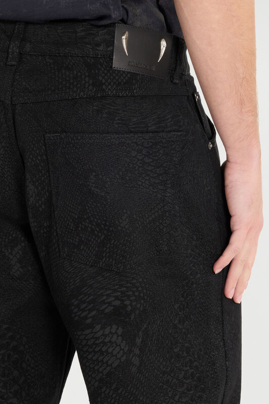 RC Pantalon À Imprimé Python Noir URJ210-4NN53