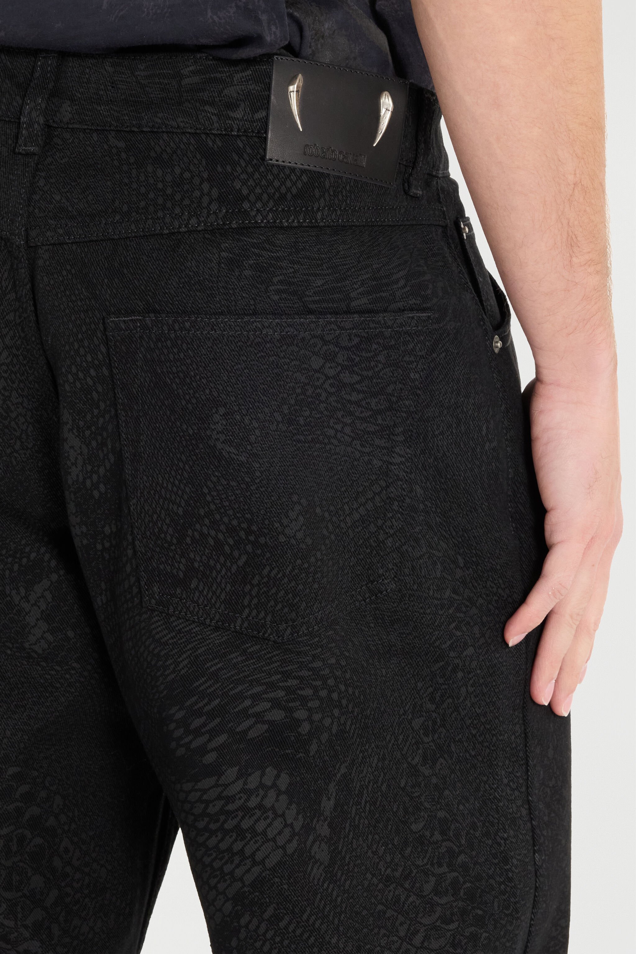 RC Pantalon À Imprimé Python Noir URJ210-4NN53