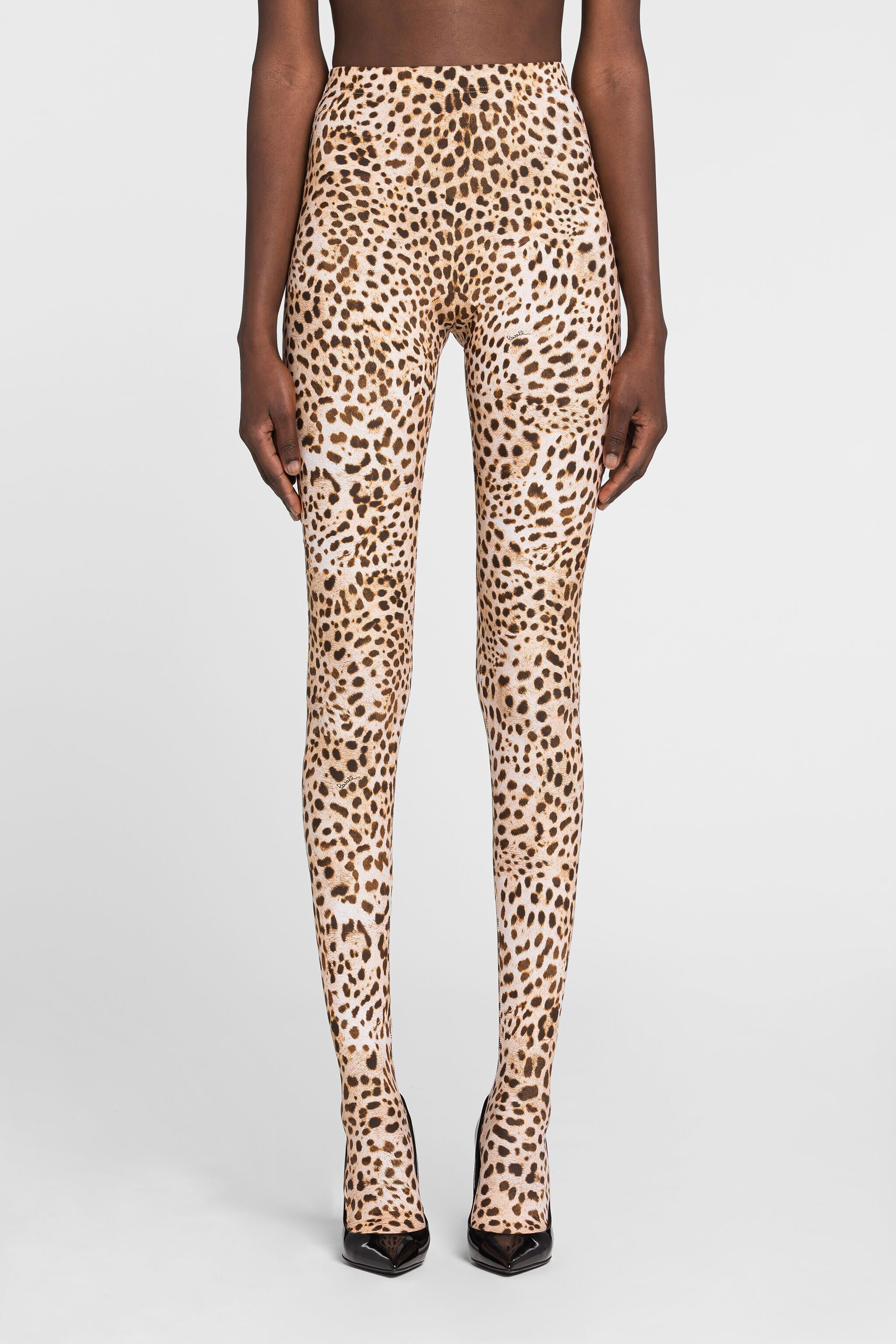 RC Legging avec pieds et imprimé guépard Marron clair PWT25A-LNF34