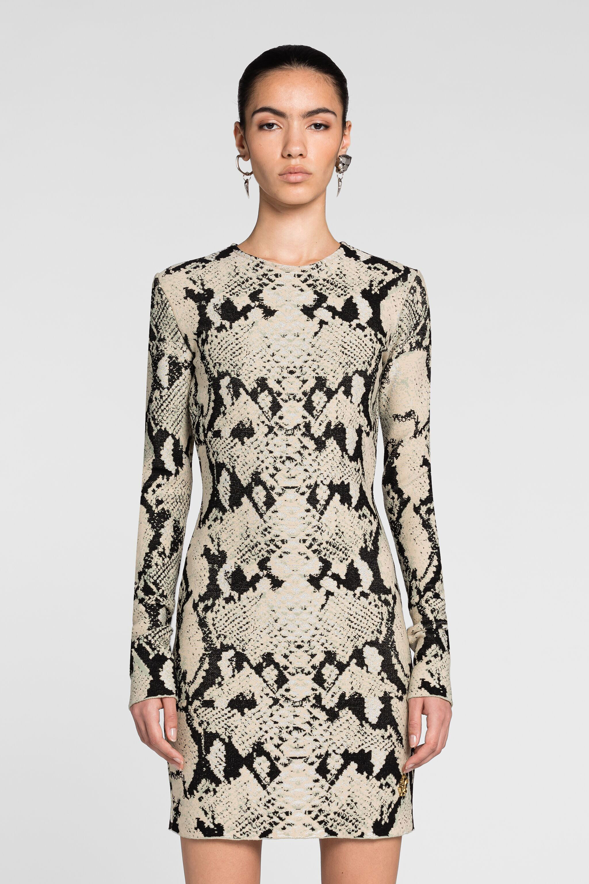 RC Mini-robe à motif python en jacquard Marron clair PKM104-MG051