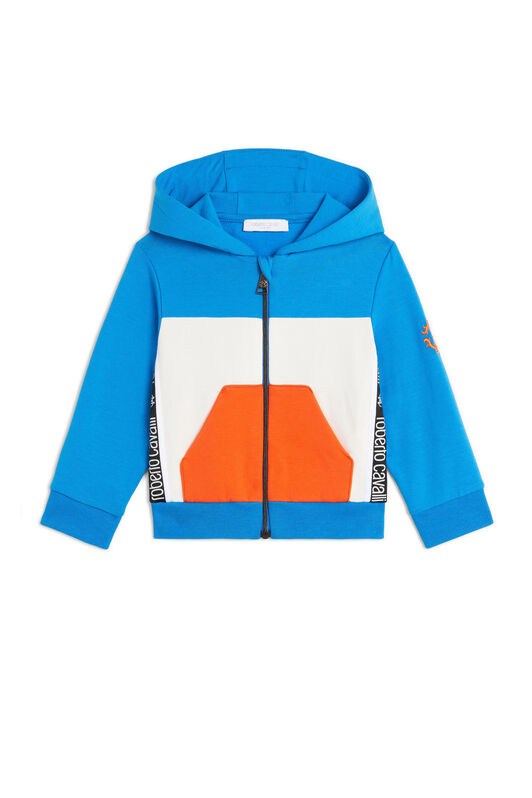 JU Colour-block zip-up hoodie BLUE/WHITE/ORANGE LJT90C-CF027