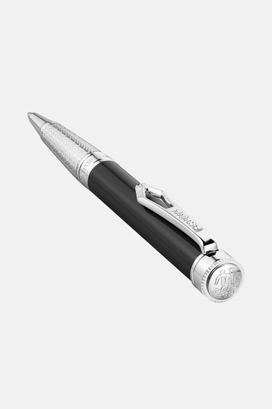 RC Roberto Cavalli Lacquer Ballpoint Pen, Silver Color & Black Lacquer SILVER BLACK VALG09-IG272