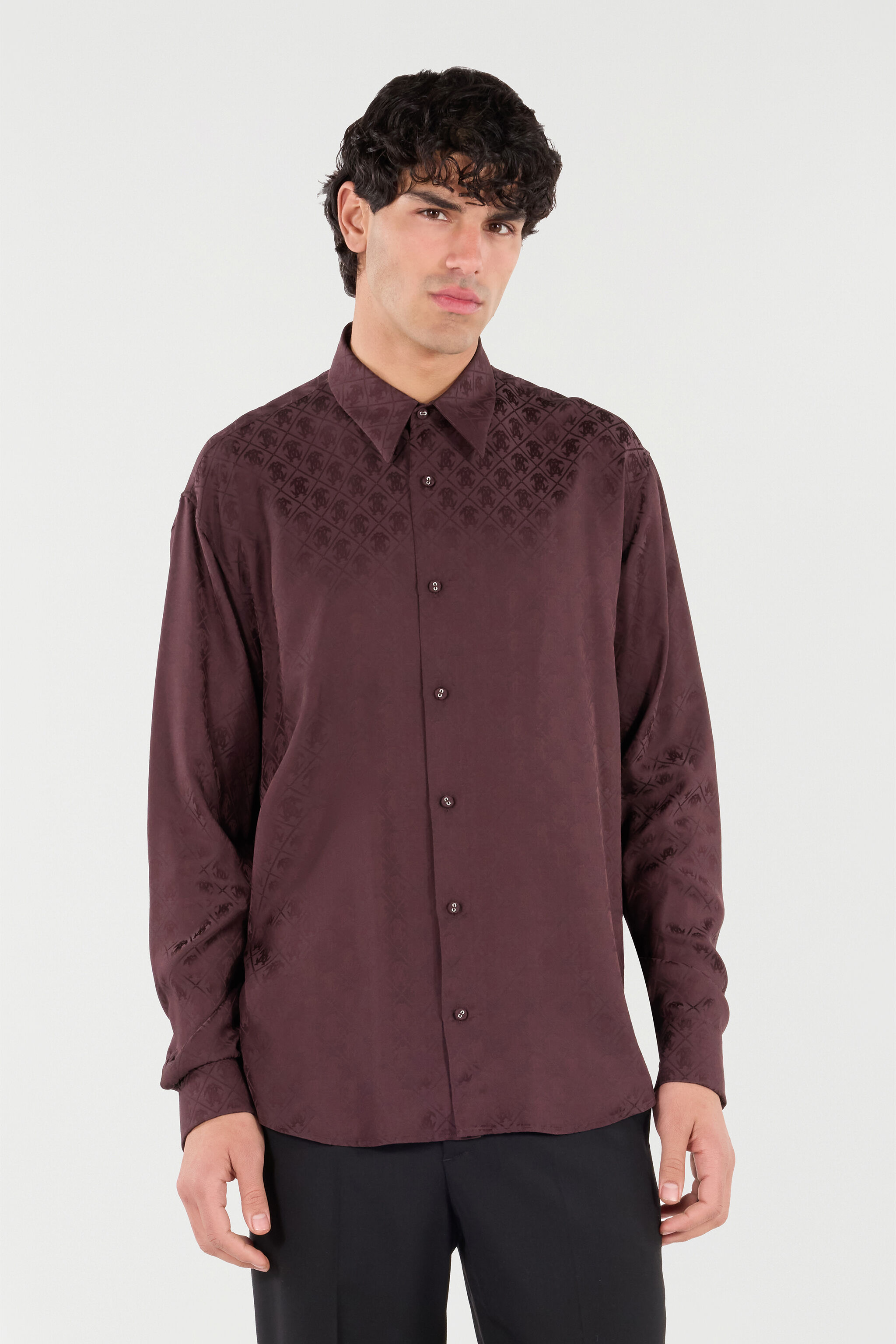 RC Silk Blend Shirt with All-Over Monogram Purple VRT711-RK010