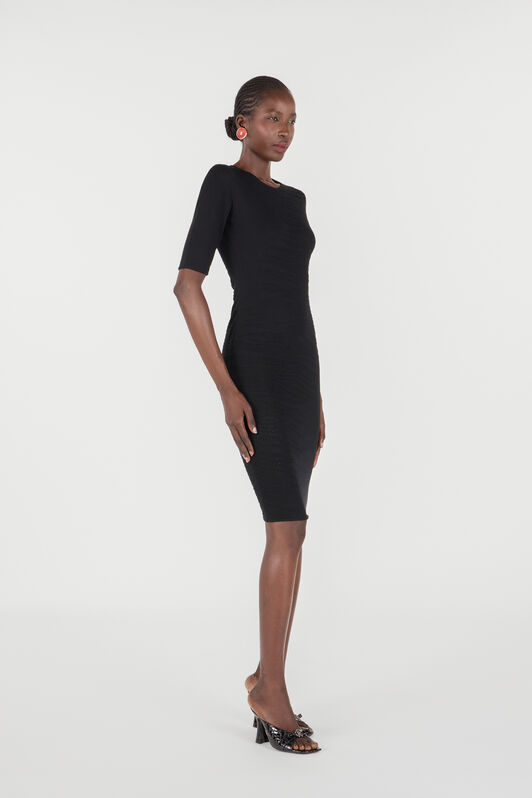 RC Midikleid Mit Perforation White Tigresse Schwarz UKM101-MQ014