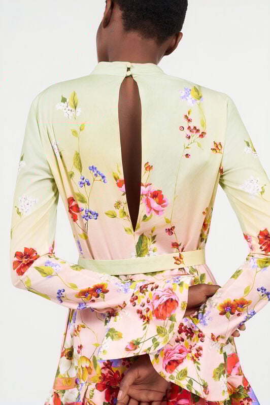 RC Abito Lungo in Seta con Stampa Miami Flowers RC Abito Lungo in Seta con Stampa Miami Flowers GREEN/FUCHSIA WQT103-OZR32