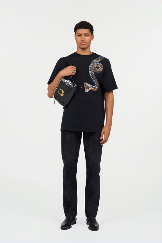 RC Cotton T-shirt with Snake Print BLACK WRT61G-JD060