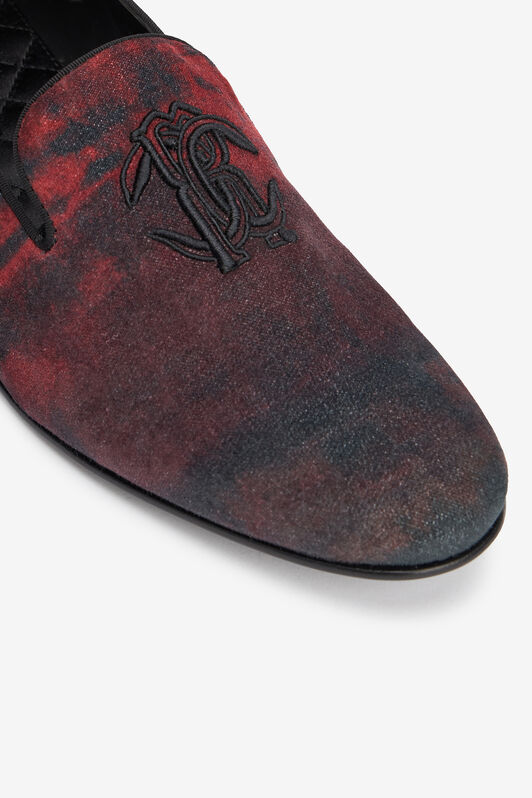 RC Slipper in rotes Orientleder mit Monogram Mirror Snake ORIENTAL RED VRS014-VLV02