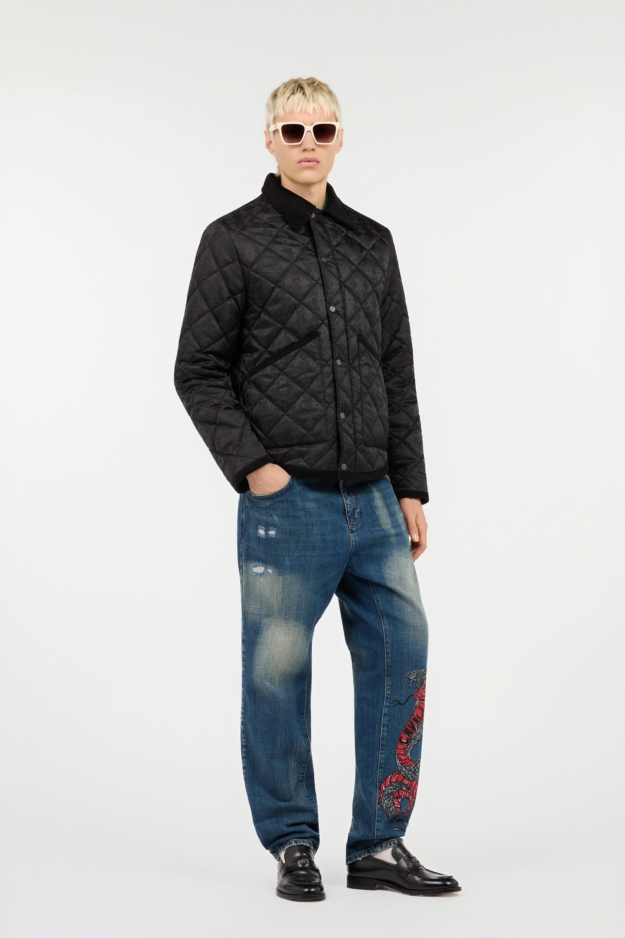 RC Quilted Down Jacket With Monogram RC BLACK ROT80D-DJ005
