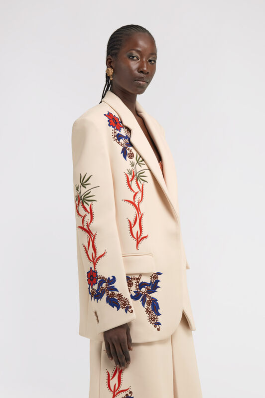 RC Floral Print Jacket Ivory TKR402-VI037