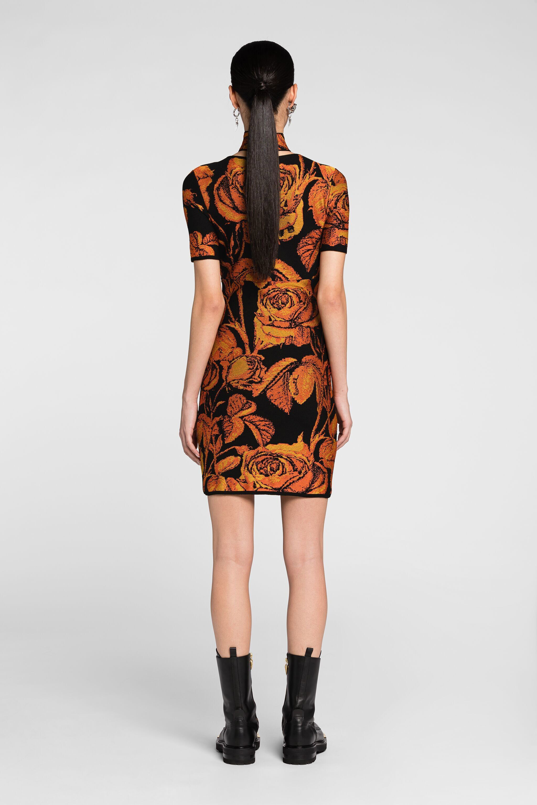 RC Cut-Out Minikleid mit Rosen-Jacquard Orange PQM102-MI150