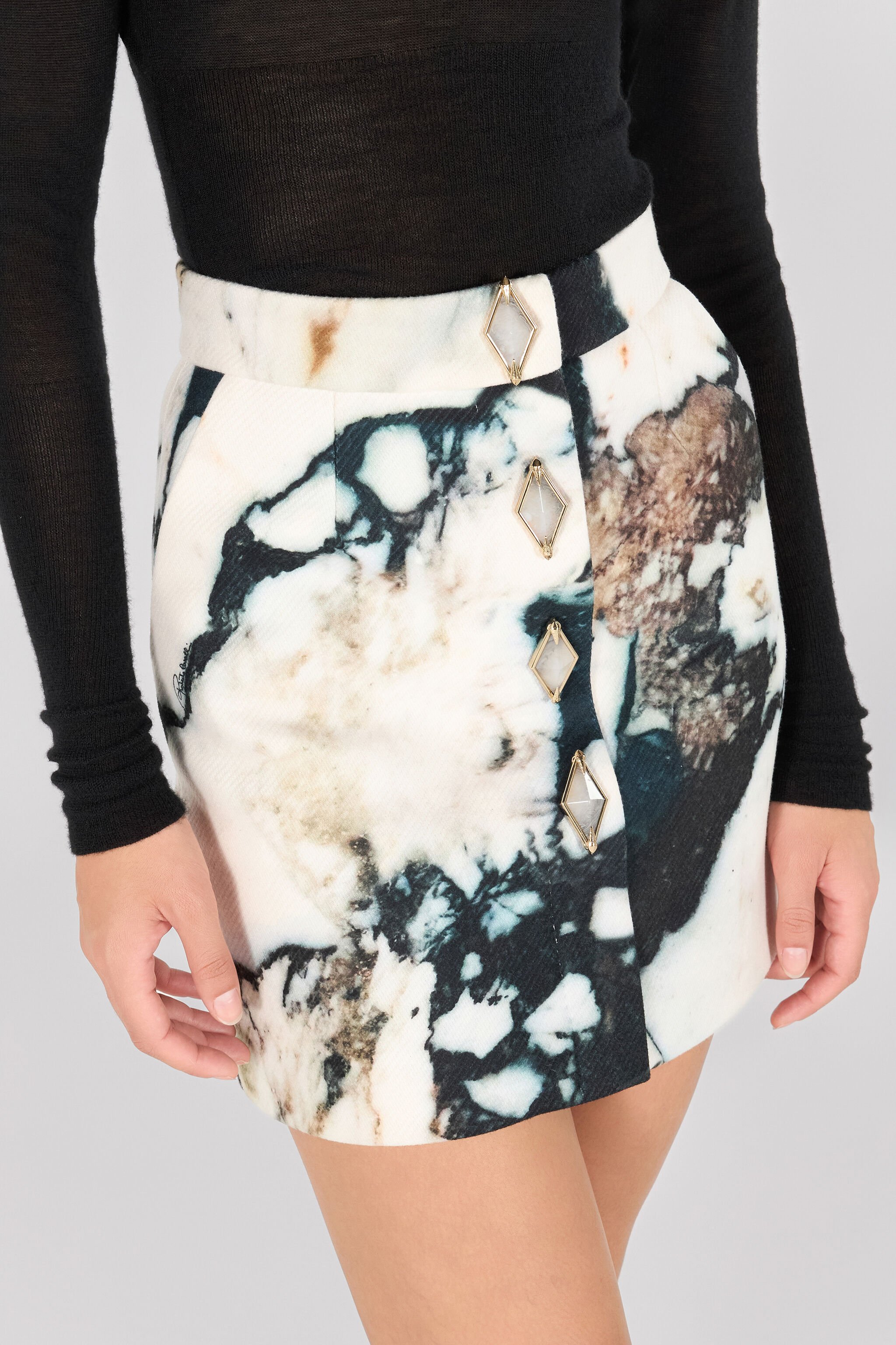 RC Marble print mini skirt Black/White TWT303-9MN18