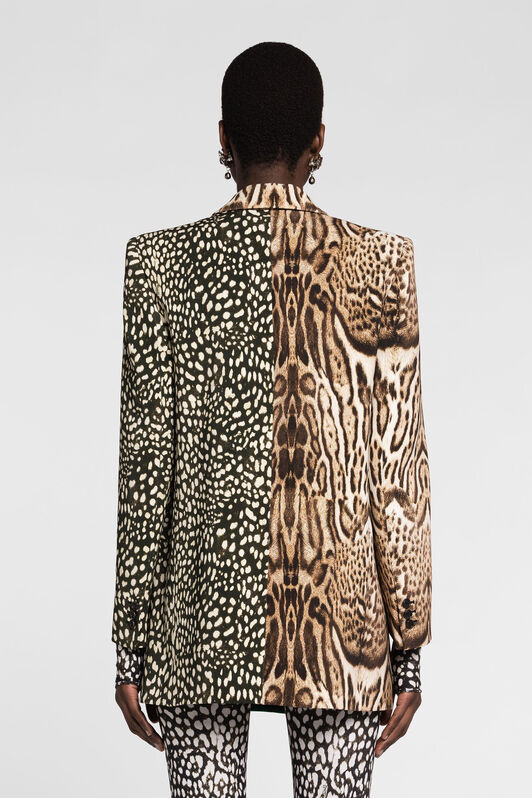 RC Ocelot And Cheetah-Print Double-Breasted Blazer Light brown PWT402-7OF33