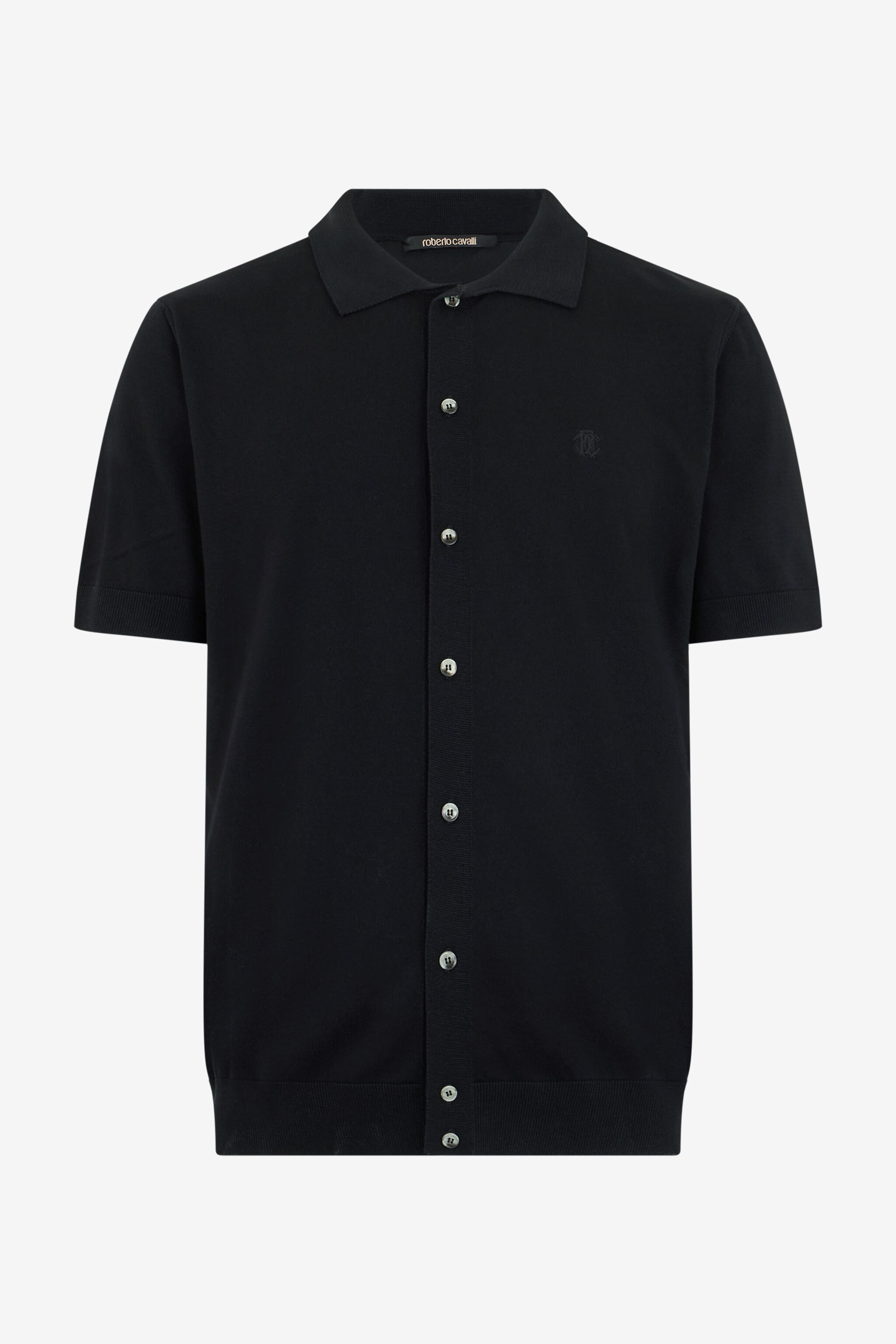 RC Polo Nera in Maglia con Monogram RC BLACK SOT71D-VI044