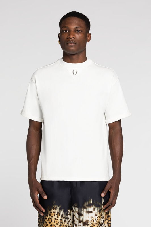 RC Tiger Tooth-detail cotton T-shirt White RRT62A-JJ047