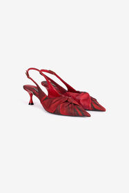 RC Slingbacks À Imprimé Roses Et Détail Noué Rouge UKS012-SE380