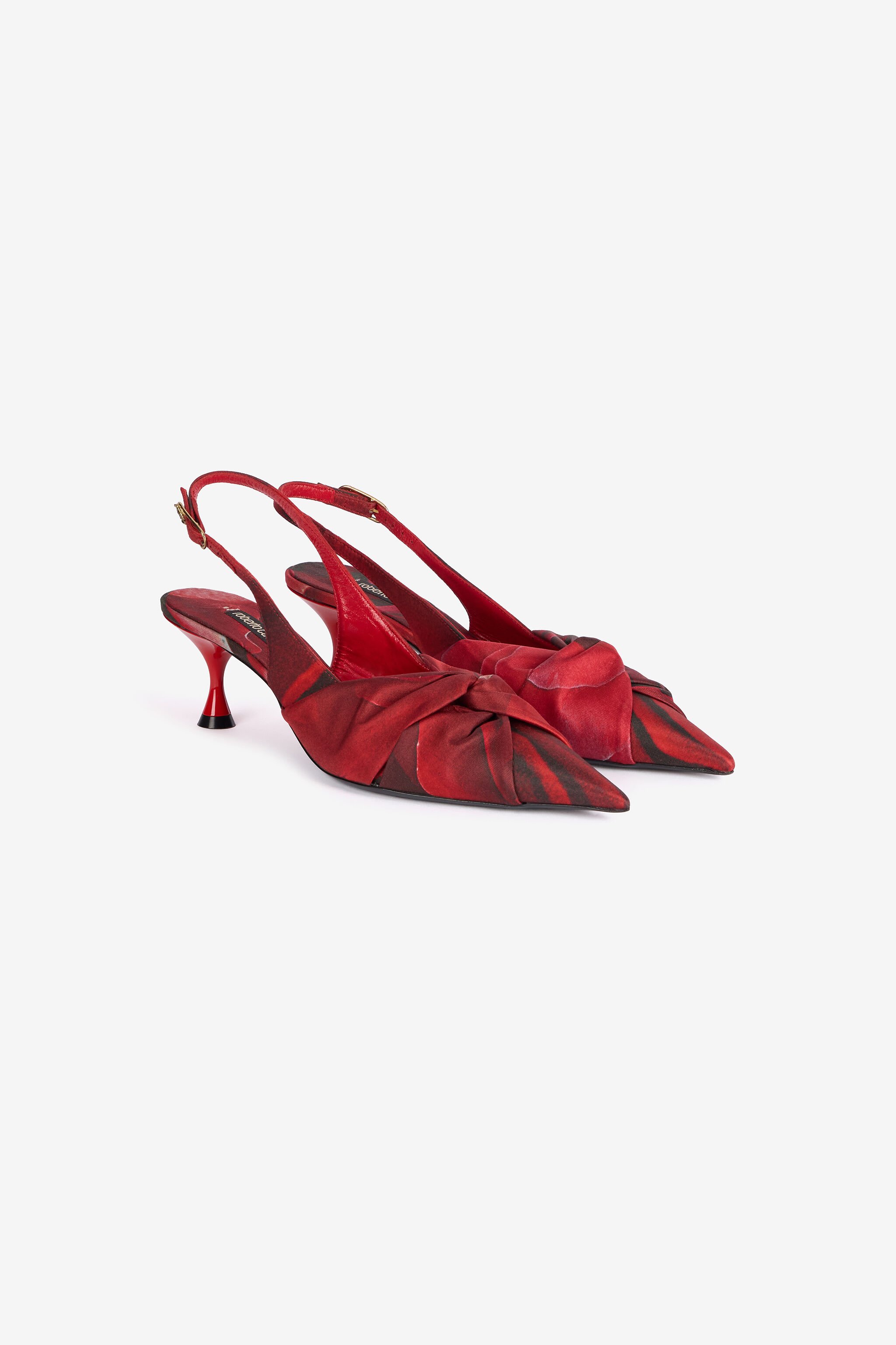 RC Rose Print Slingbacks With Knotted Detail Red UKS012-SE380