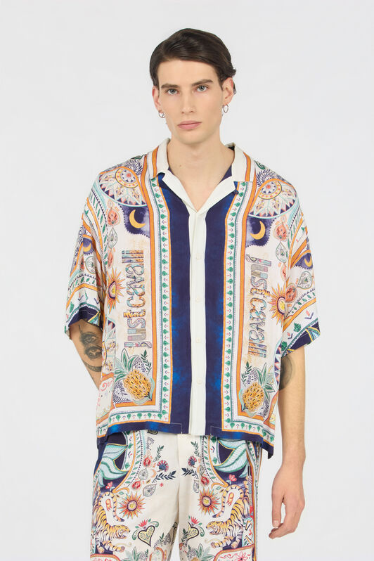 JC Camicia con Stampa Tropical Garden OFF WHITE WFM008-WF156
