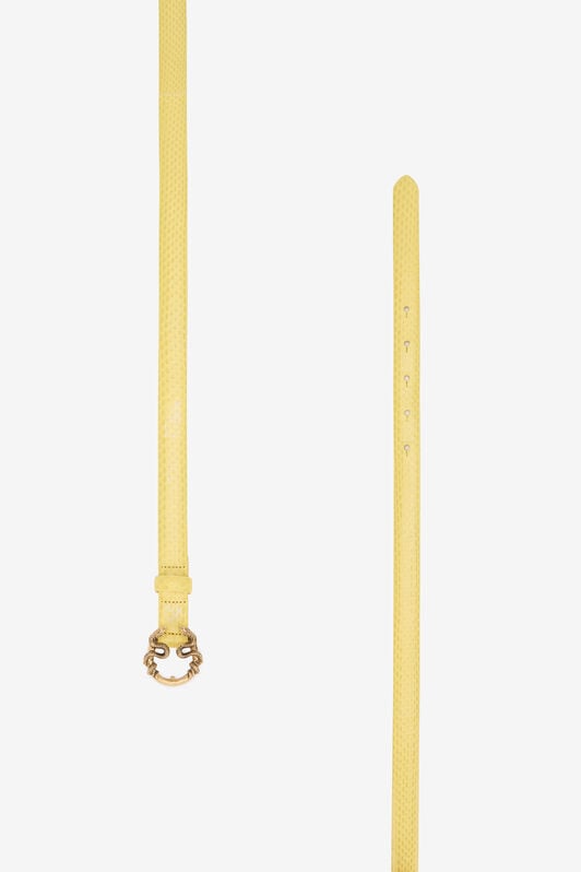 RC Yellow Leather Belt With Snake Buckle RC Yellow Leather Belt With Snake Buckle YELLOW WKC002-PA001