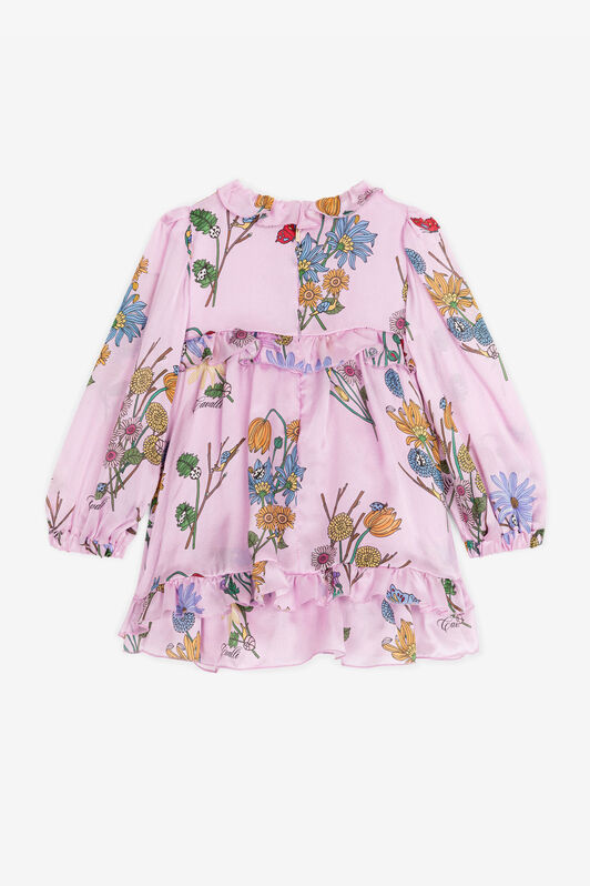 JU Floral-Print Silk Dress Purple RJT10D-2NH89