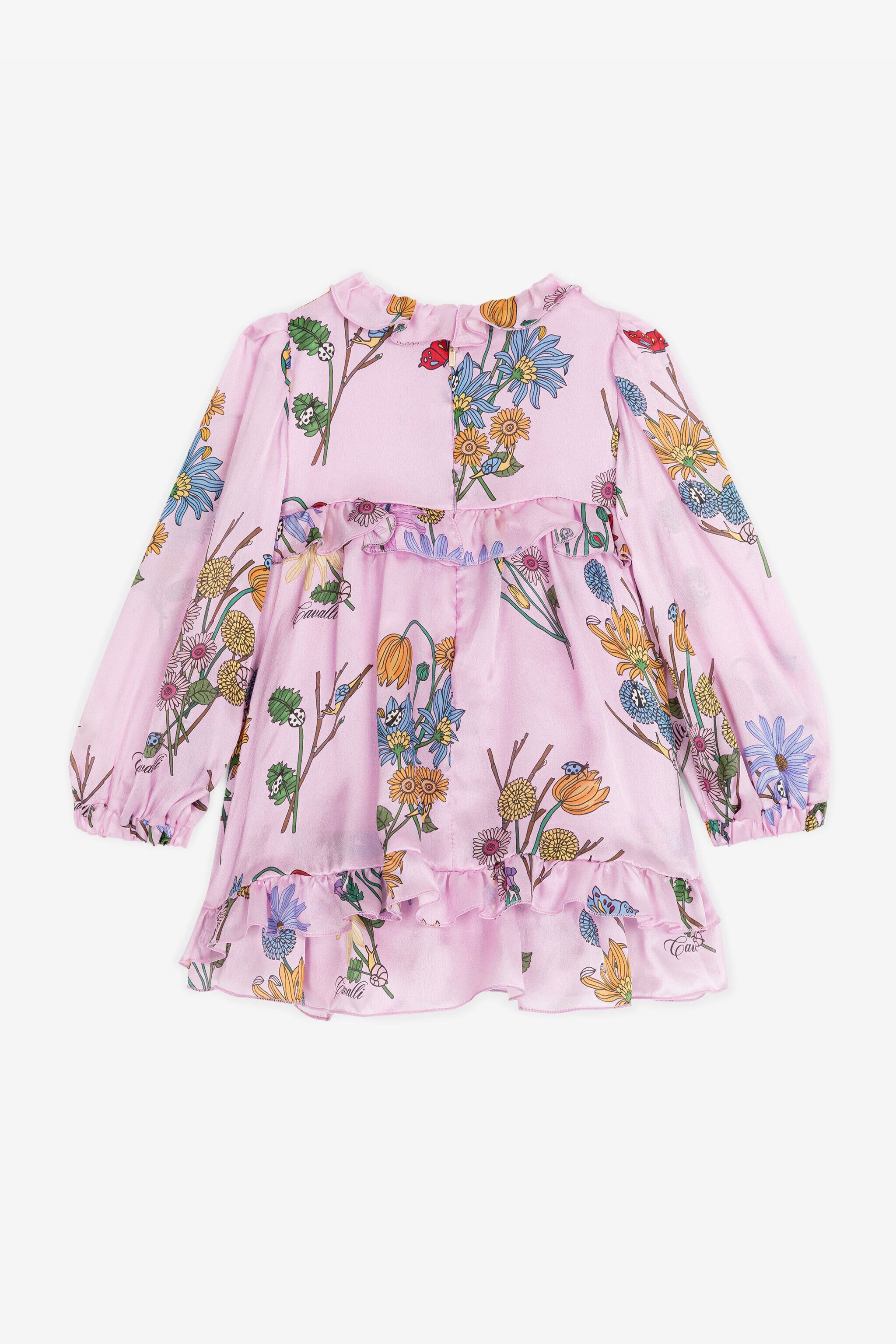 JU Floral-Print Silk Dress Purple RJT10D-2NH89