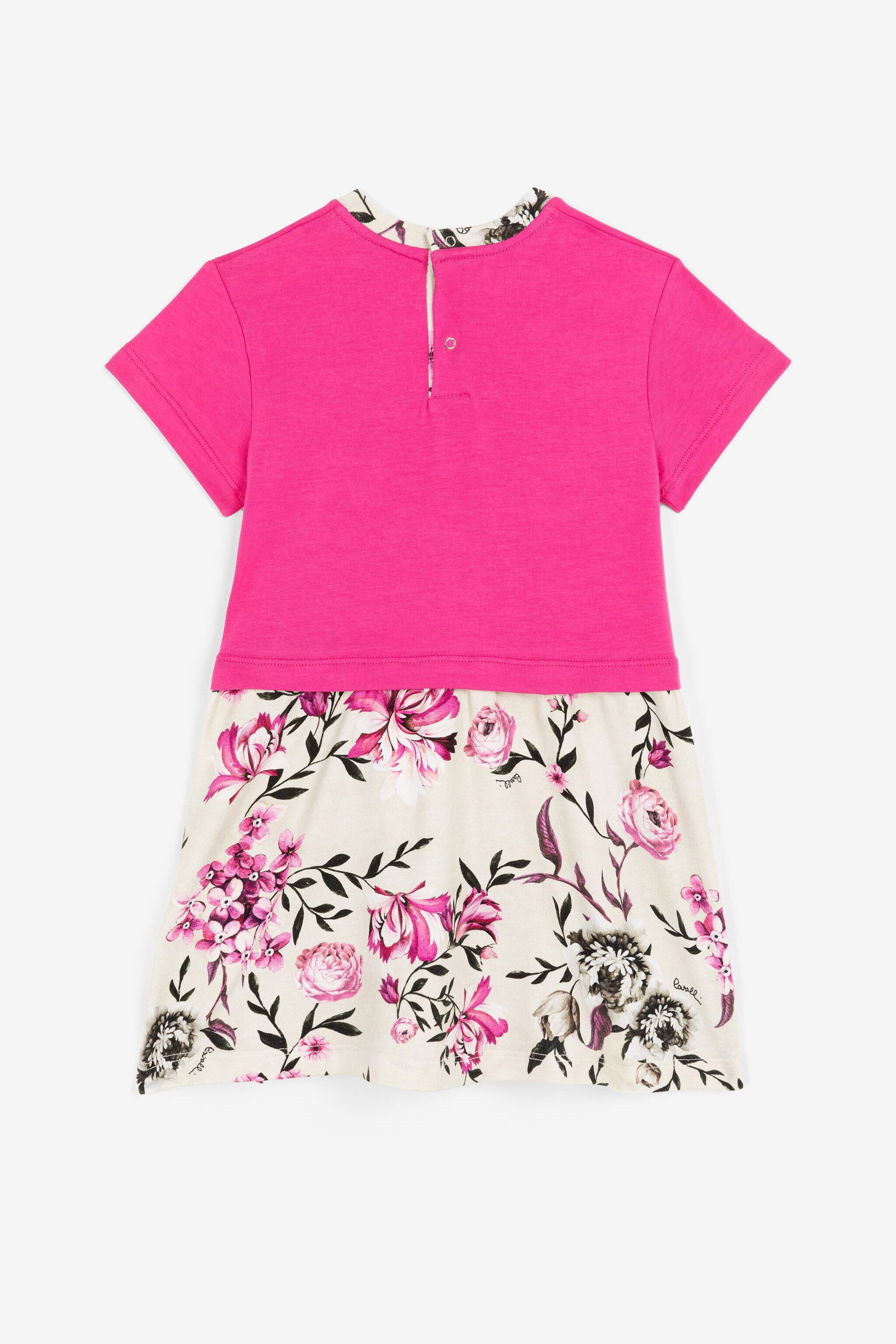 JU Flower-Print Logo Dress FUXIA OJT141-ISA2J