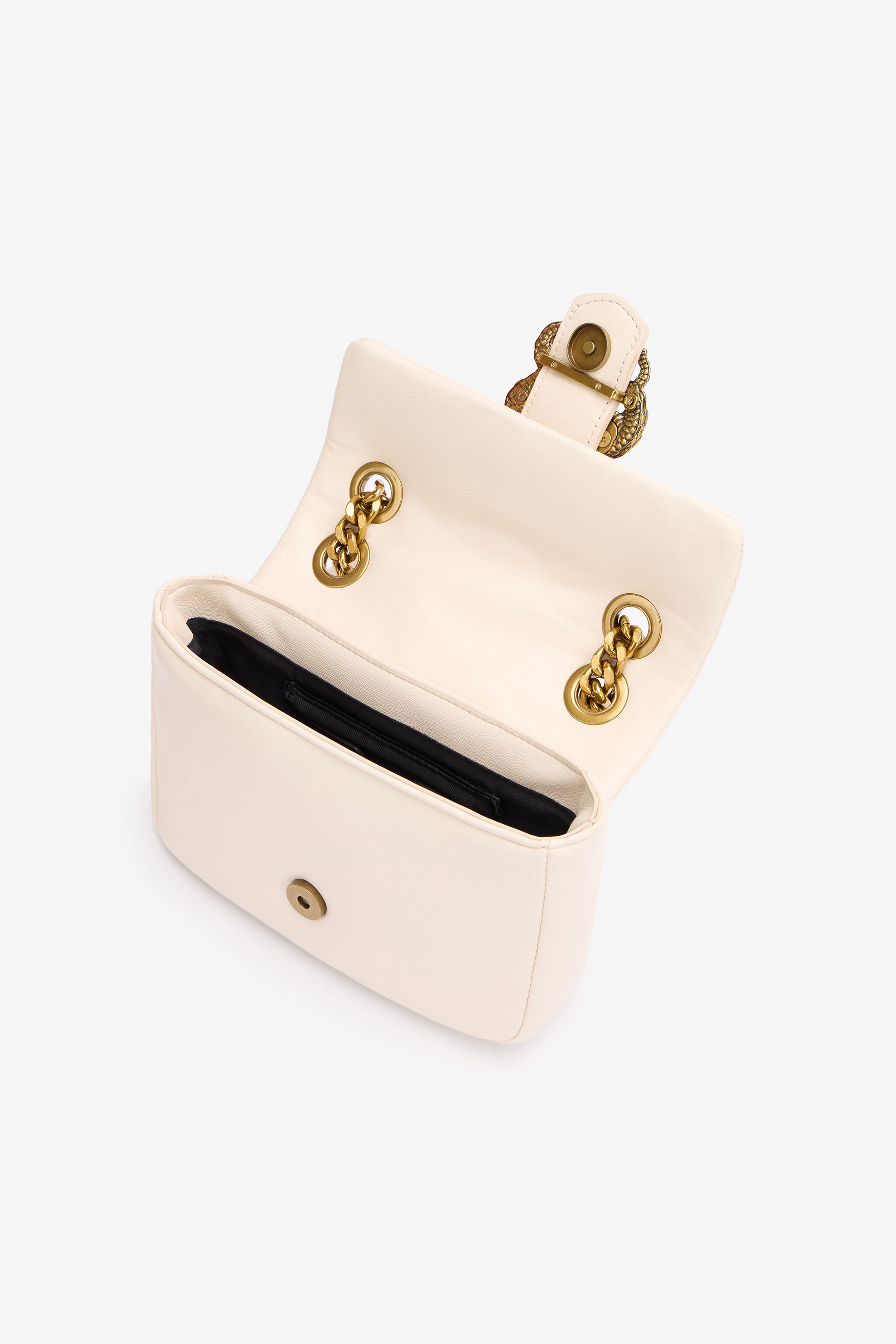 JC Bag with Chain Handle and Mirror Snake Ivory TFB052-TF417
