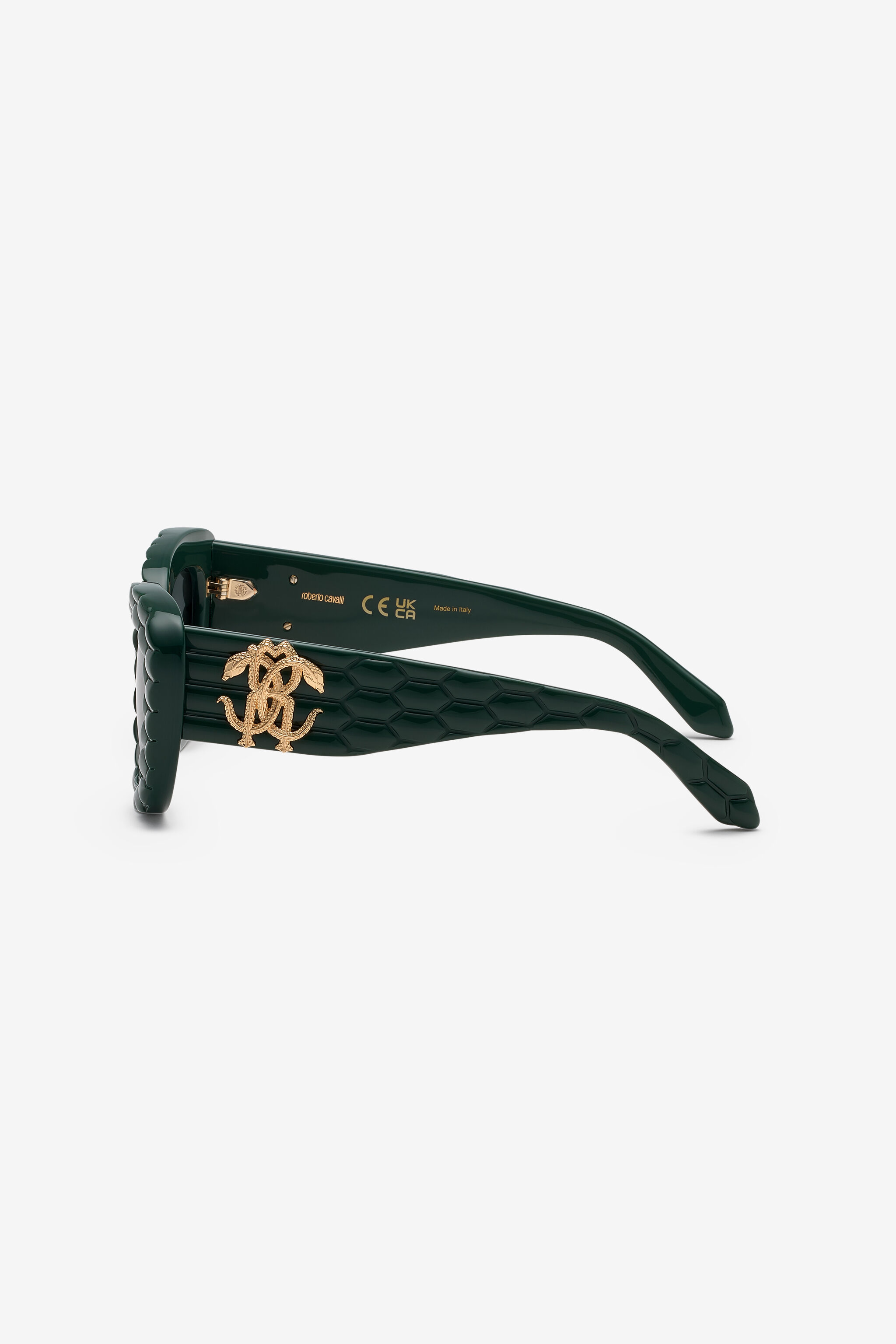 RC Sonnenbrille mit breiter, auffälliger Cat-Eye-Vorderseite SHINY FULL GREEN UALD01-ID196