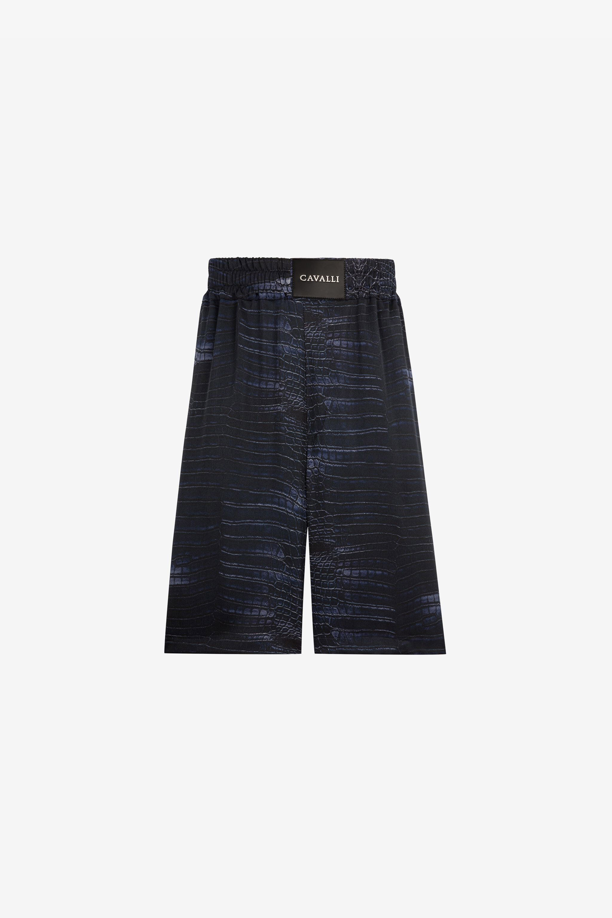 RC Crocodile print knee-length shorts Dark blue QRT225-2NS07