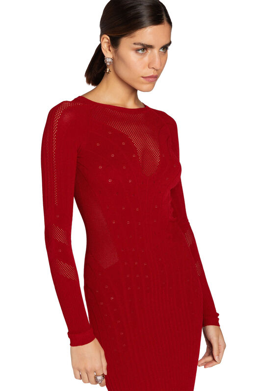 RC Robe en maille ajourée RC Robe en maille ajourée Rouge MQM180-MI001