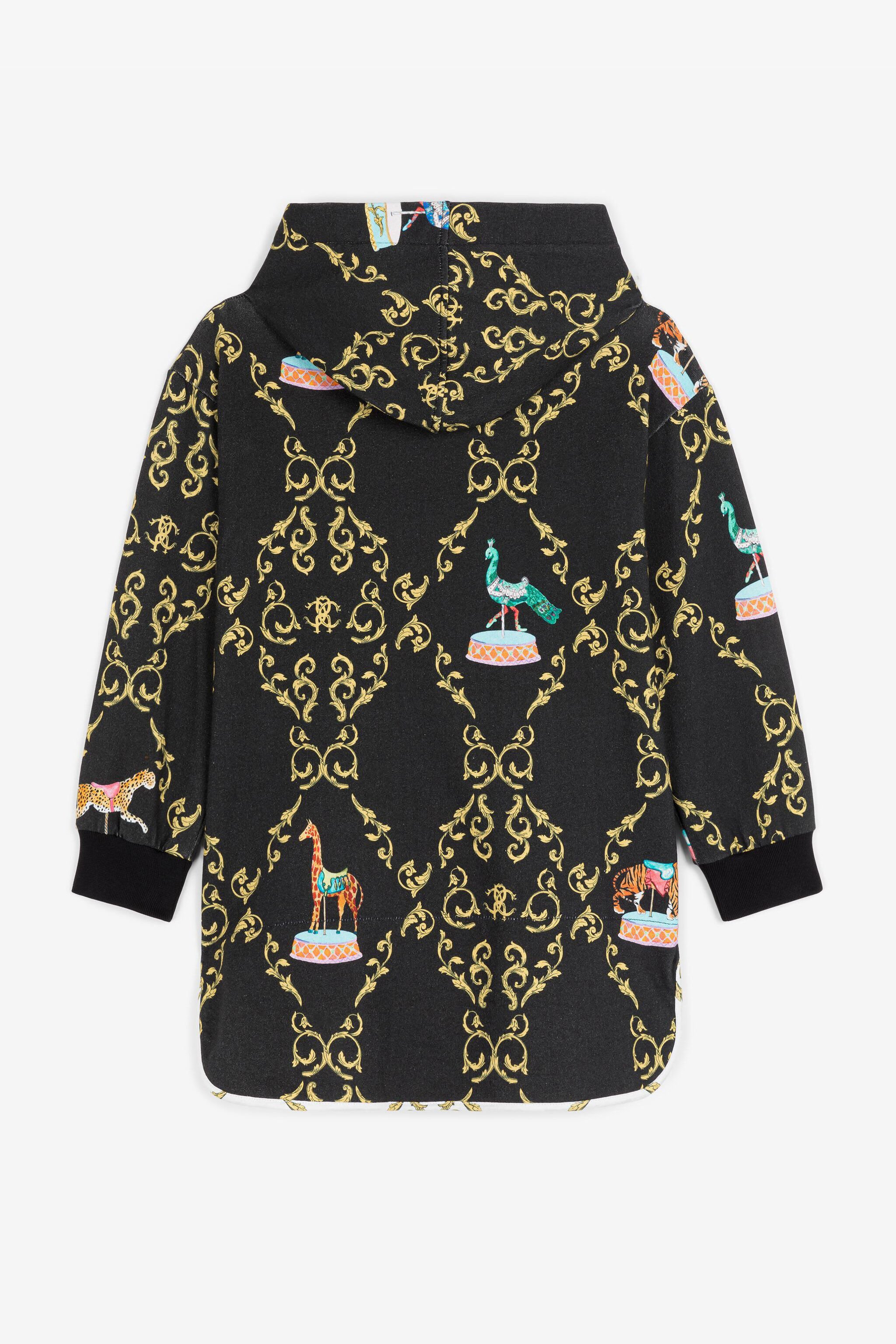 JU Chaqueta de algodón con capucha y estampado Filigree Negro RJT928-5OG86