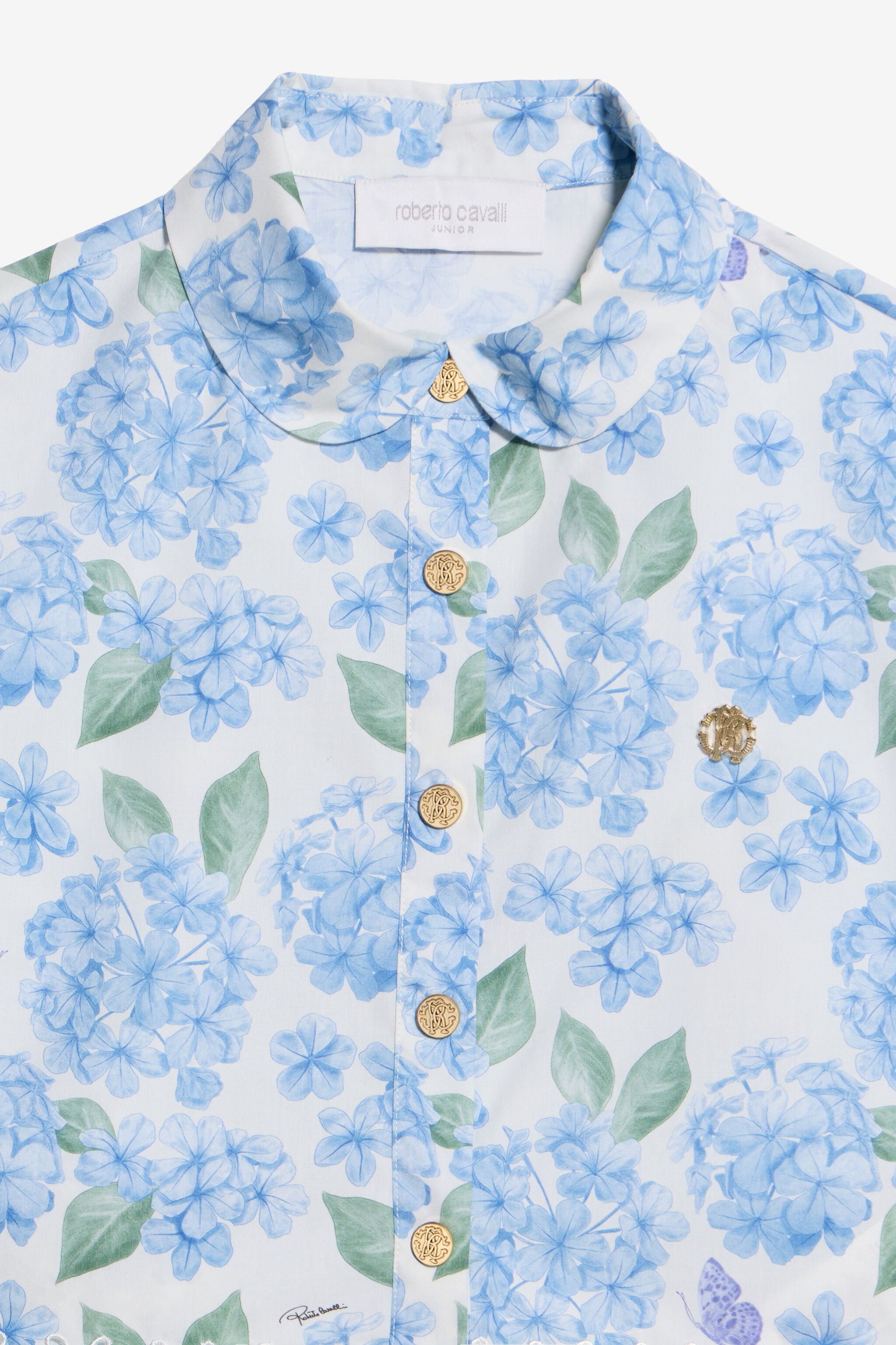 JU Plumago Print Cotton Shirt WHITE/BLUE WJT70C-7MR13