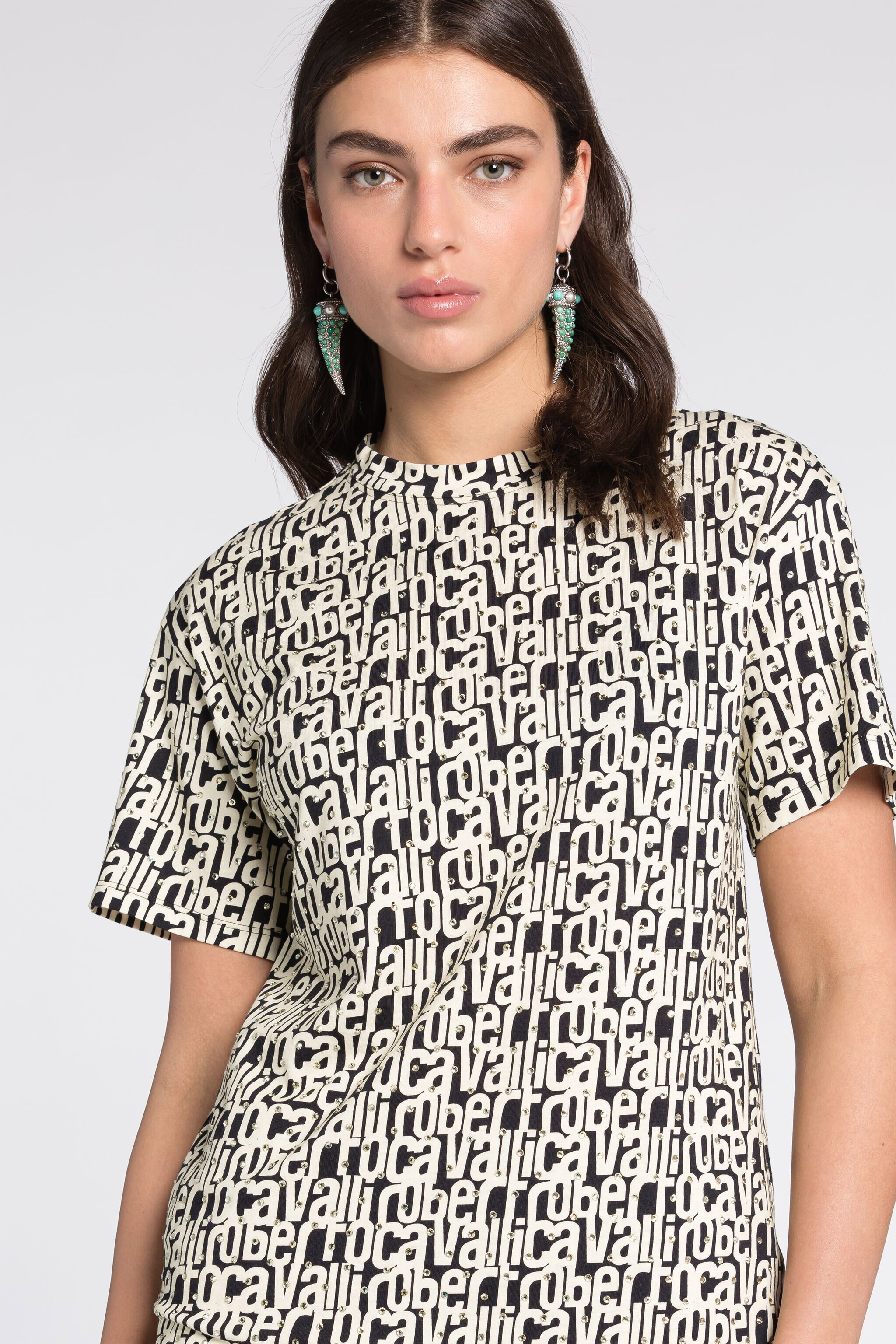 RC Crystal-Embellished Logo-Print T-Shirt Black/White RKT61A-3PH82