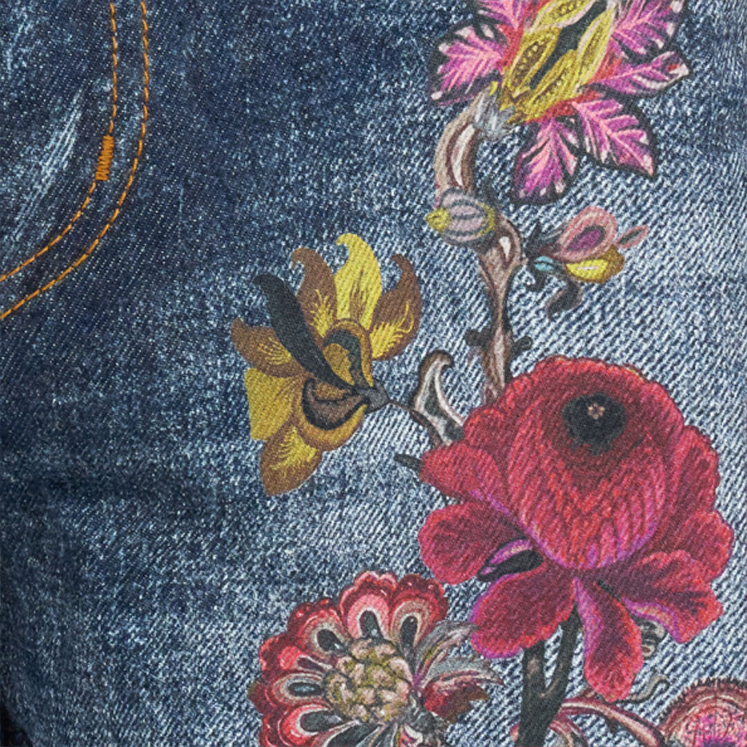 RC Blue Denim Jeans With Flowers LUNAR ROCK WNJ210-DL010